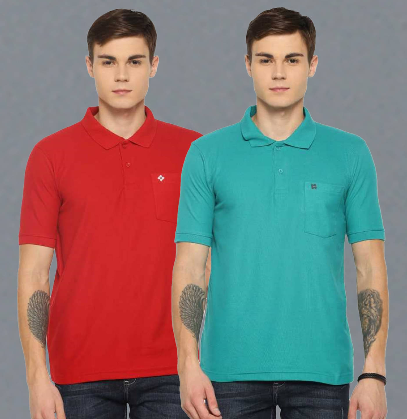     			Dollar Cotton Blend Regular Fit Solid Half Sleeves Men's Polo T Shirt - Multicolor ( Pack of 2 )