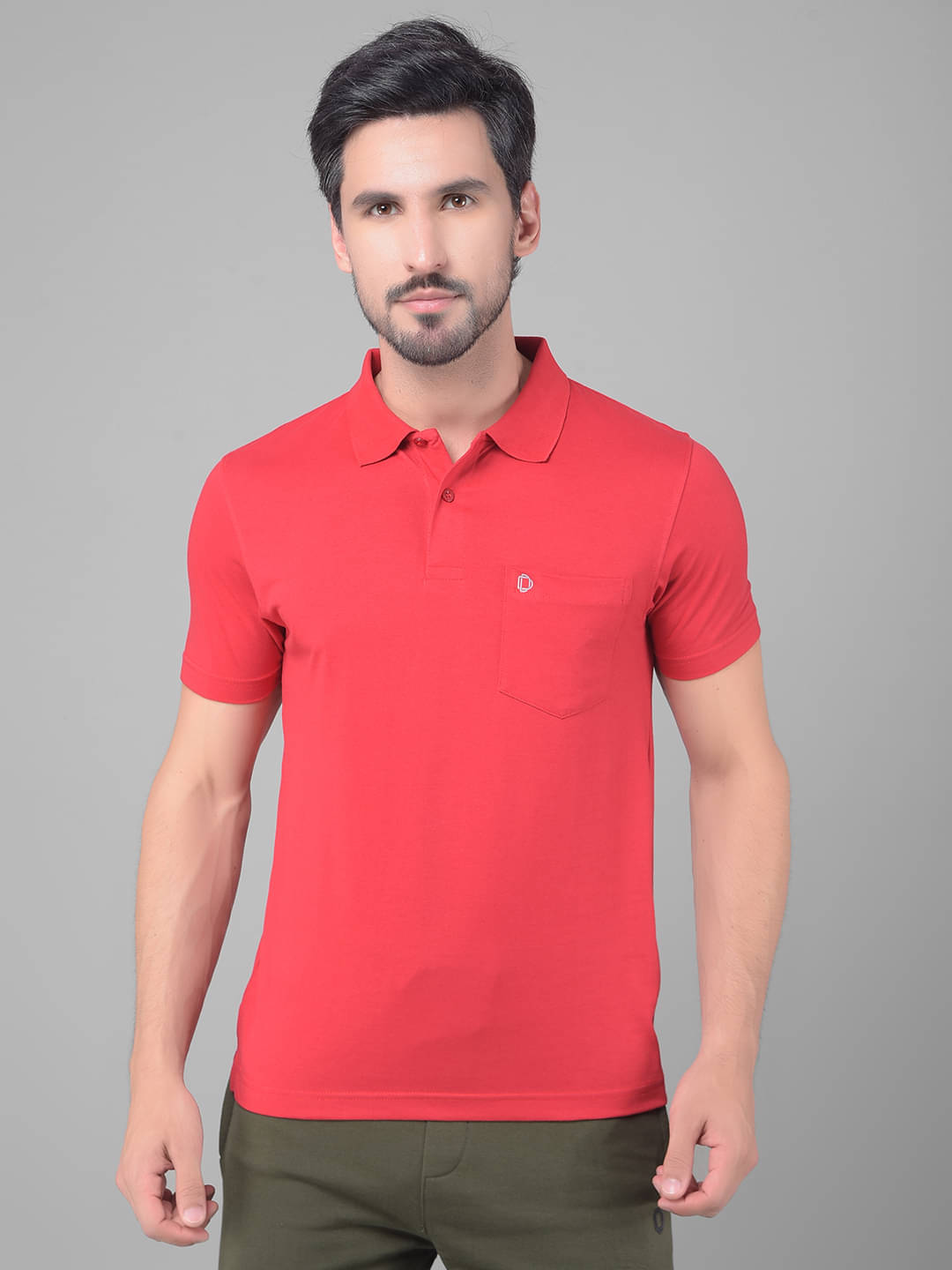     			Dollar Cotton Blend Regular Fit Solid Half Sleeves Men's Polo T Shirt - Red ( Pack of 1 )