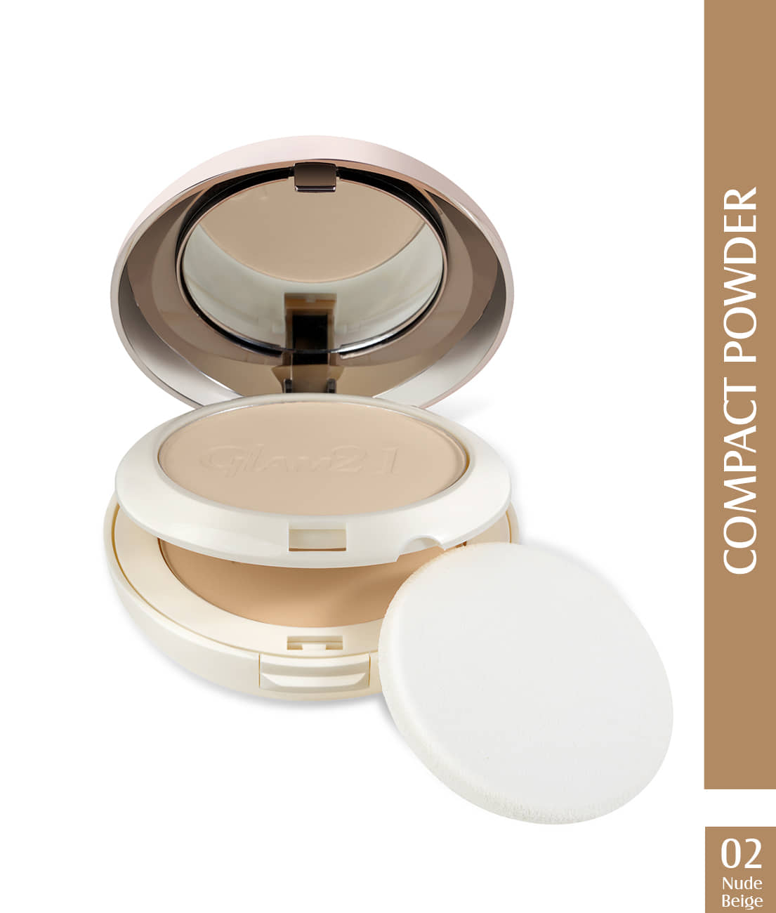 Glam21 2in1 Oil Control Sleek & Soft Compact Powder, Waterproof, Vitamins E & C 20g Blush-04