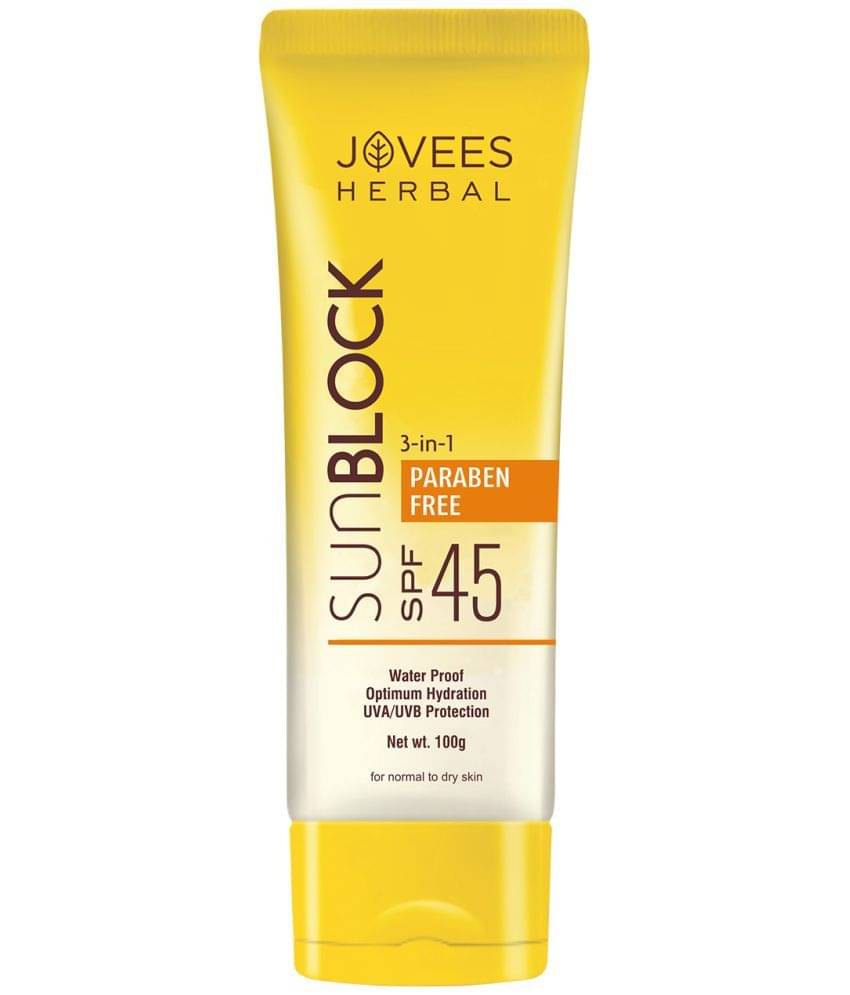     			Jovees Herbal Sunblock SPF 45 For Normal to Dry Skin UVA & UVB Protection 100gm (Pack of 1)