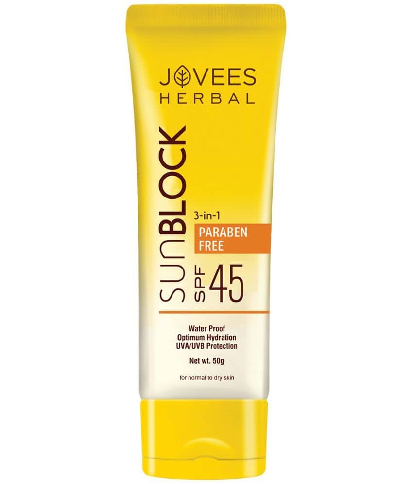 Jovees Herbal Sunblock SPF 45 For Normal to Dry Skin UVA & UVB Protection 50gm (Pack of 1)