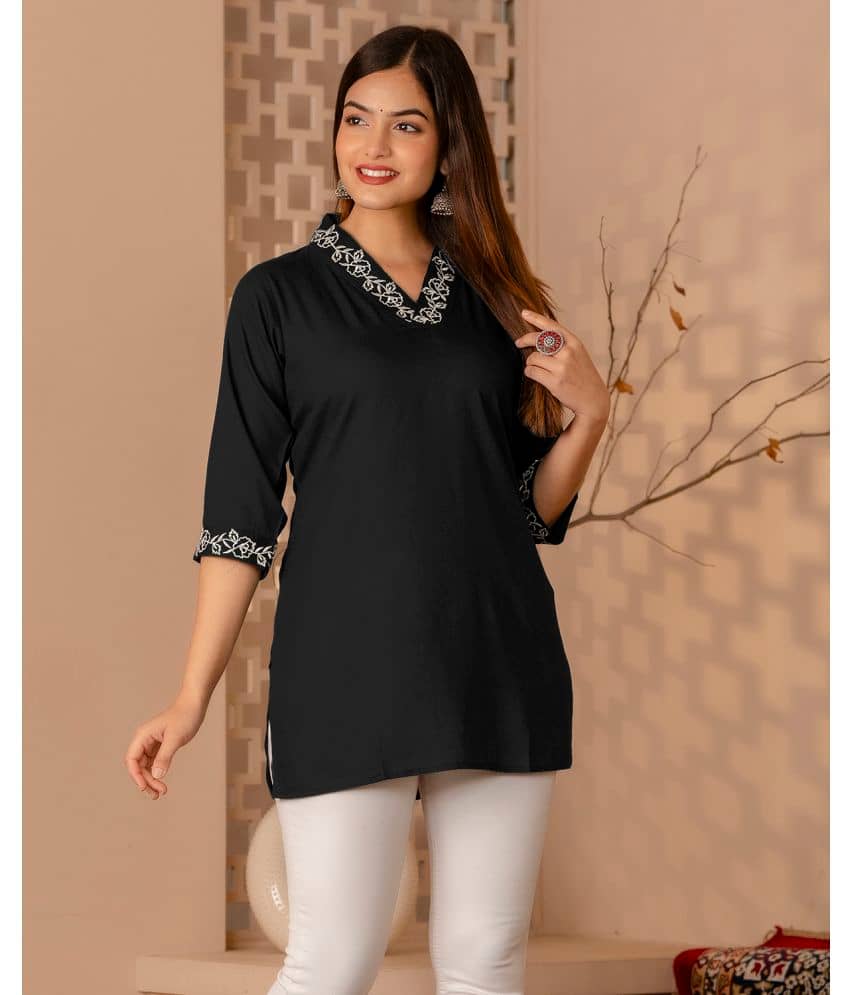 Kapadia Women's Rayon Regular Top ( Black )