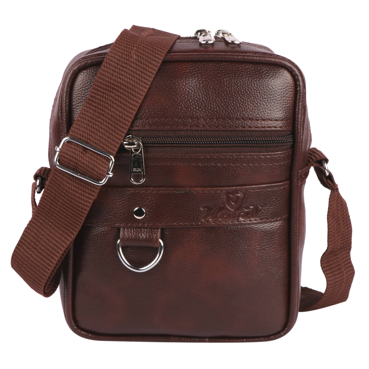     			Keviv Brown Solid Messenger Bag