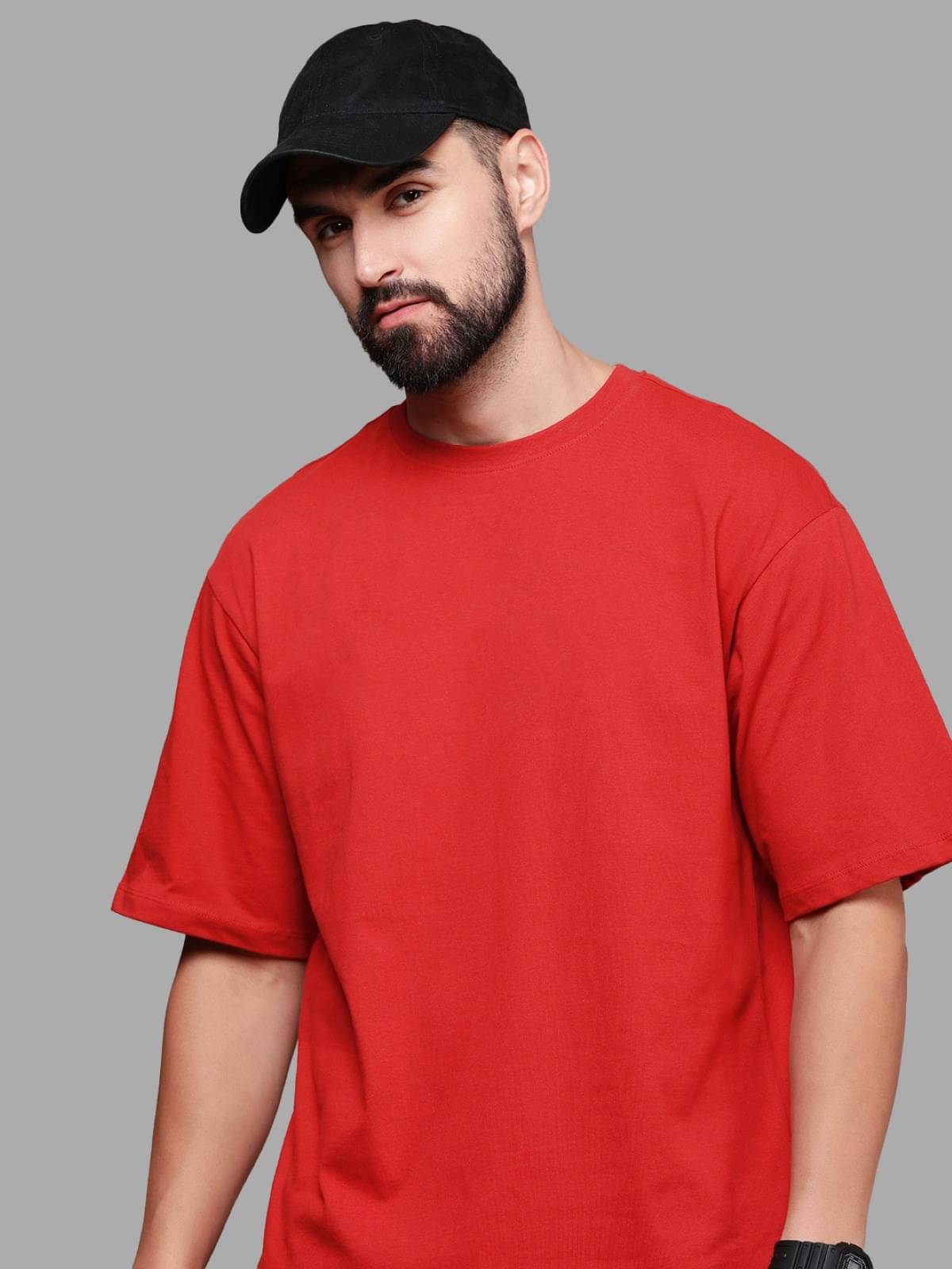 Leotude Pack of 1 Cotton Blend Oversized Fit Men's T-Shirt ( Red )     			Leotude Pack of 1 Cotton Blend Oversized Fit Men's T-Shirt ( Red )