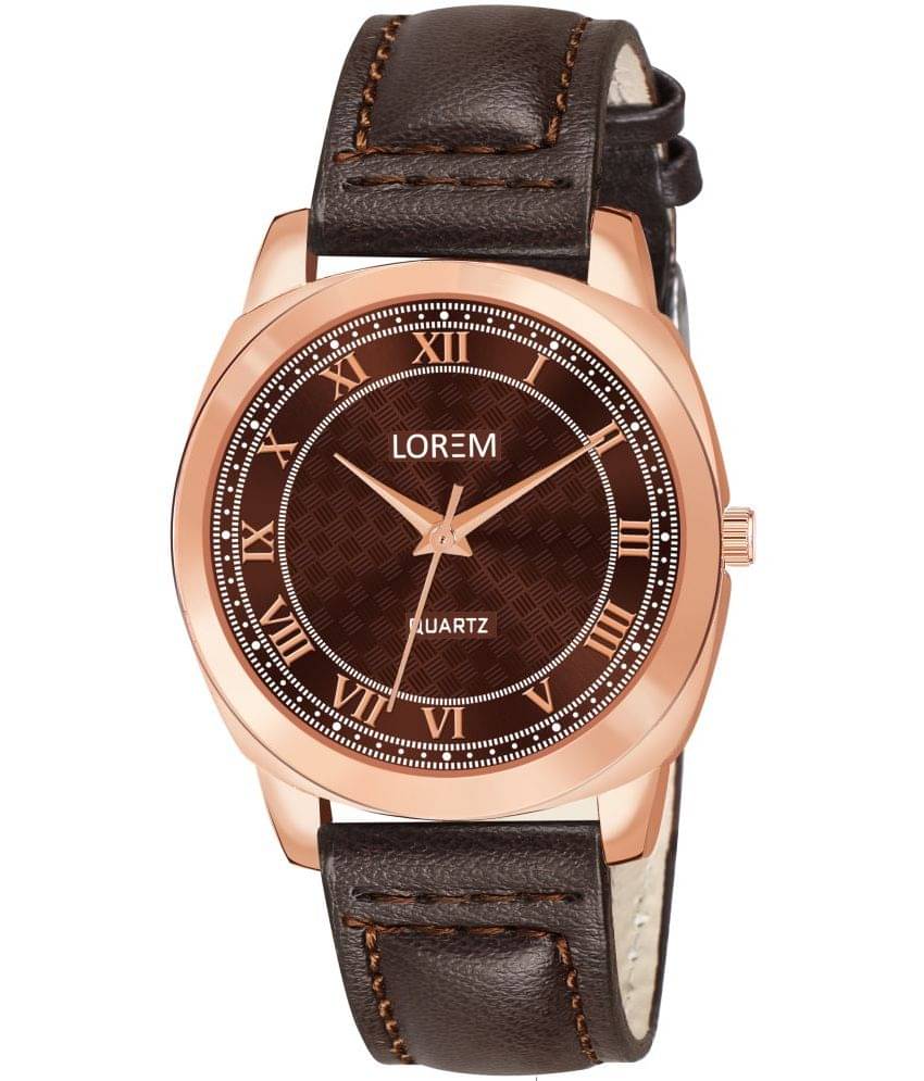     			Lorem Brown Leather Analog Womens Watch