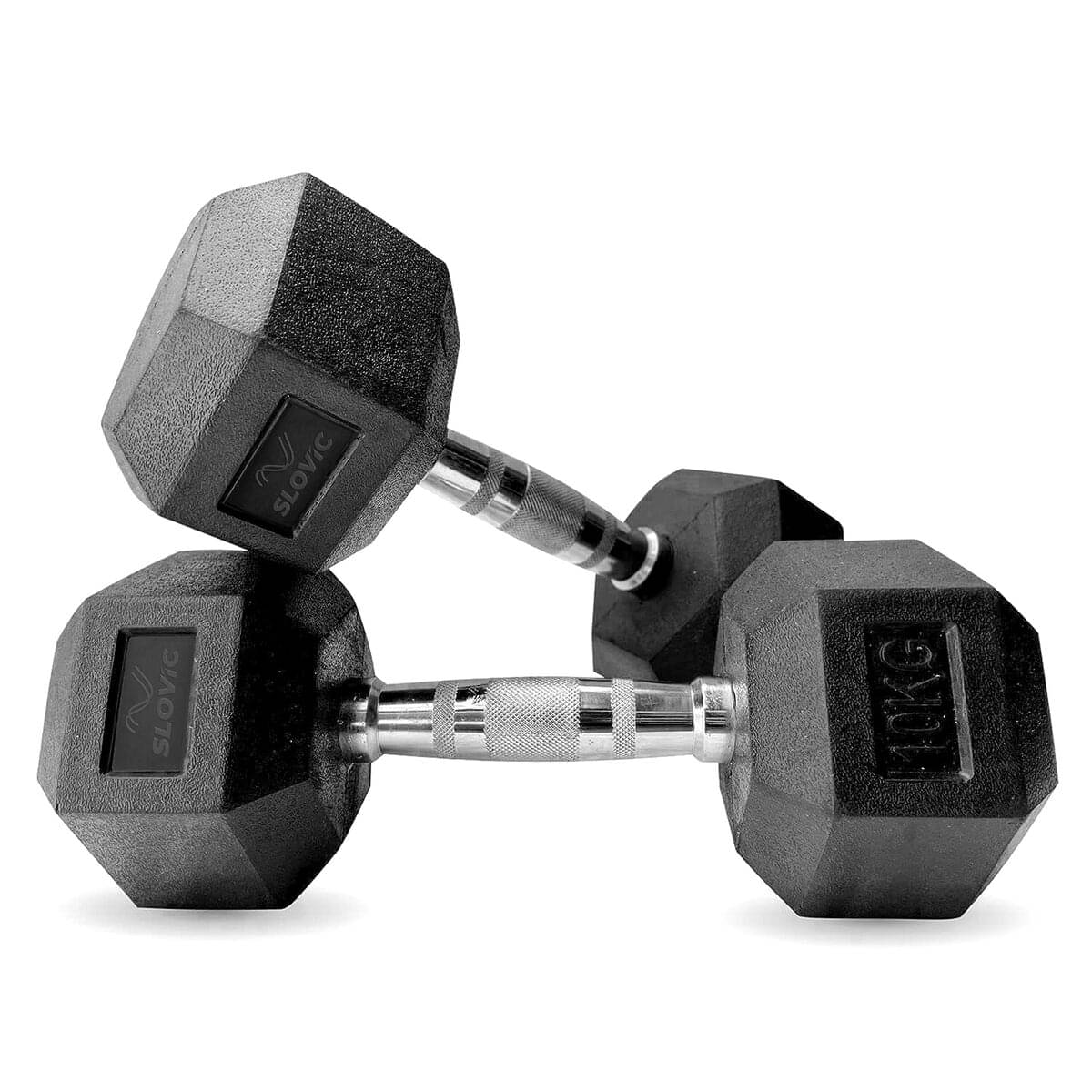     			Slovic Rubber 10 Kg Fixed Hex Dumbbell