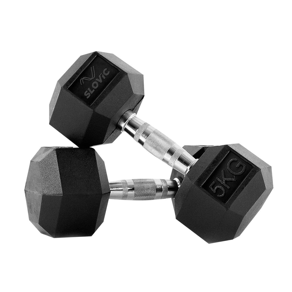     			Slovic Rubber 5 kg Fixed Hex Dumbbell