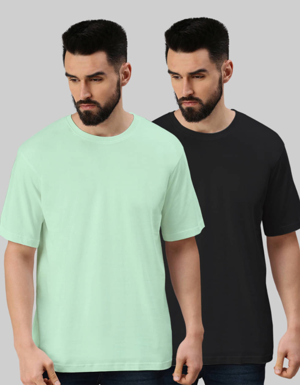 Veirdo Pack of 2 100% Cotton Oversized Fit Men's T-Shirt ( Light Green )     			Veirdo Pack of 2 100% Cotton Oversized Fit Men's T-Shirt ( Light Green )
