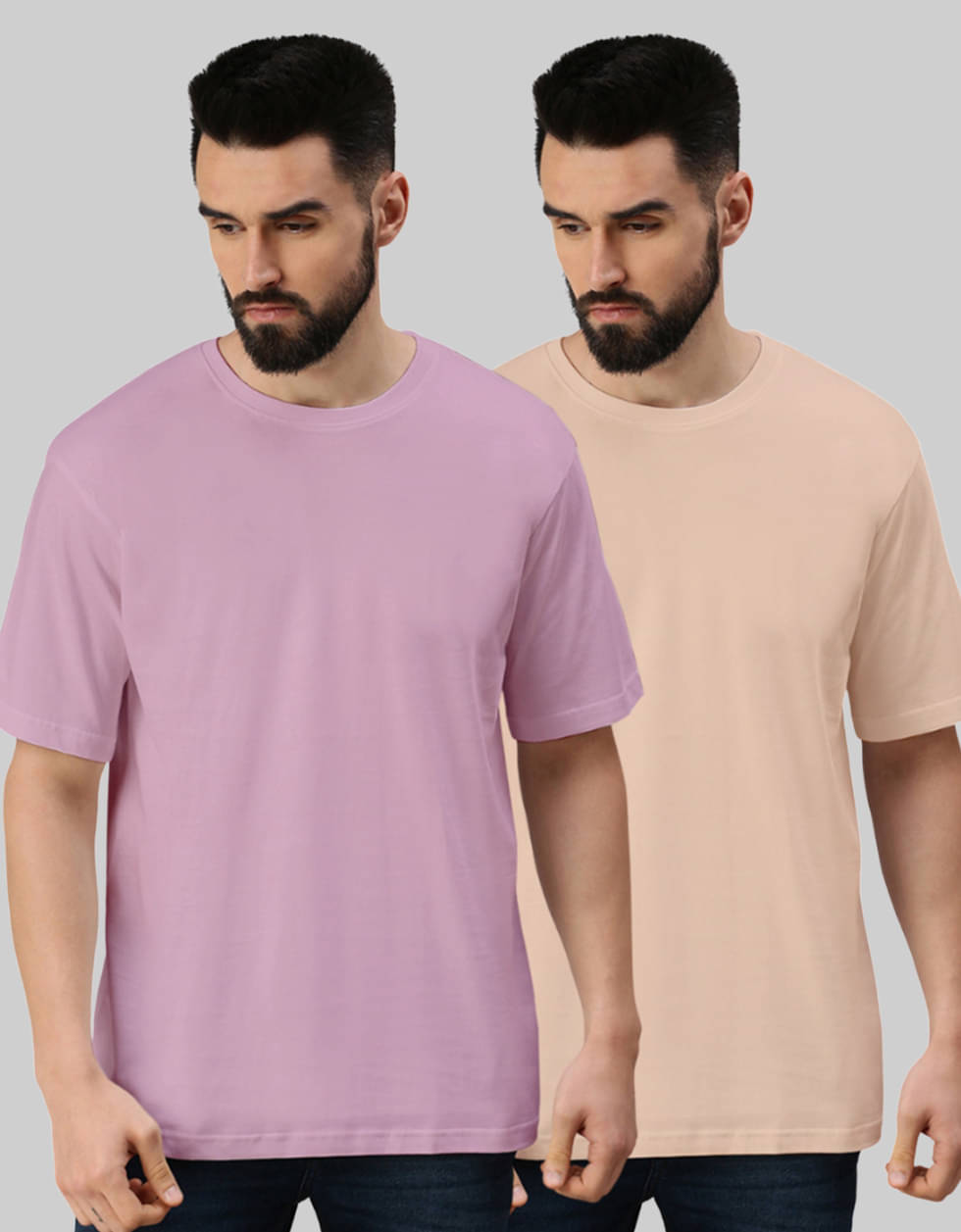     			Veirdo Pack of 2 100% Cotton Oversized Fit Men's T-Shirt ( Light Pink )