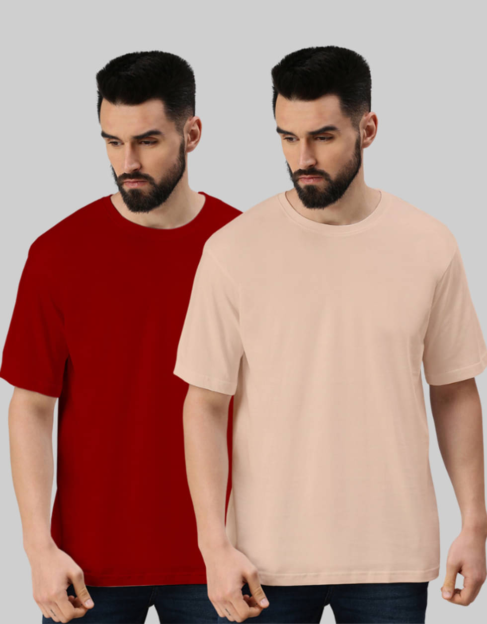 Veirdo Pack of 2 100% Cotton Oversized Fit Men's T-Shirt ( Beige ) Veirdo Pack of 2 100% Cotton Oversized Fit Men's T-Shirt ( Beige )