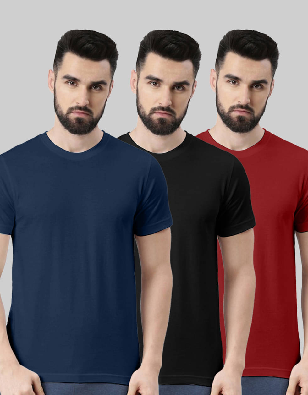     			Veirdo Pack of 3 100% Cotton Regular Fit Men's T-Shirt ( Maroon )
