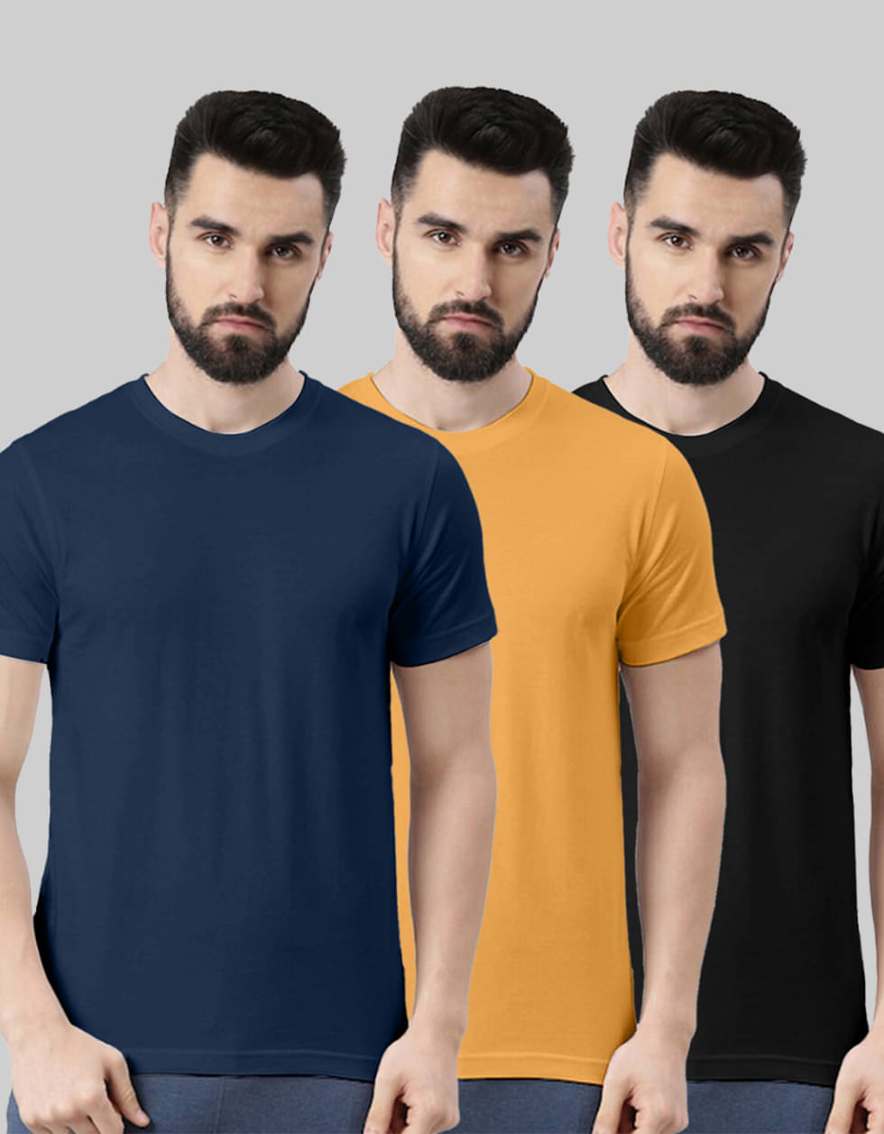 Veirdo Pack of 3 100% Cotton Regular Fit Men's T-Shirt ( Multicolor ) Veirdo Pack of 3 100% Cotton Regular Fit Men's T-Shirt ( Multicolor )