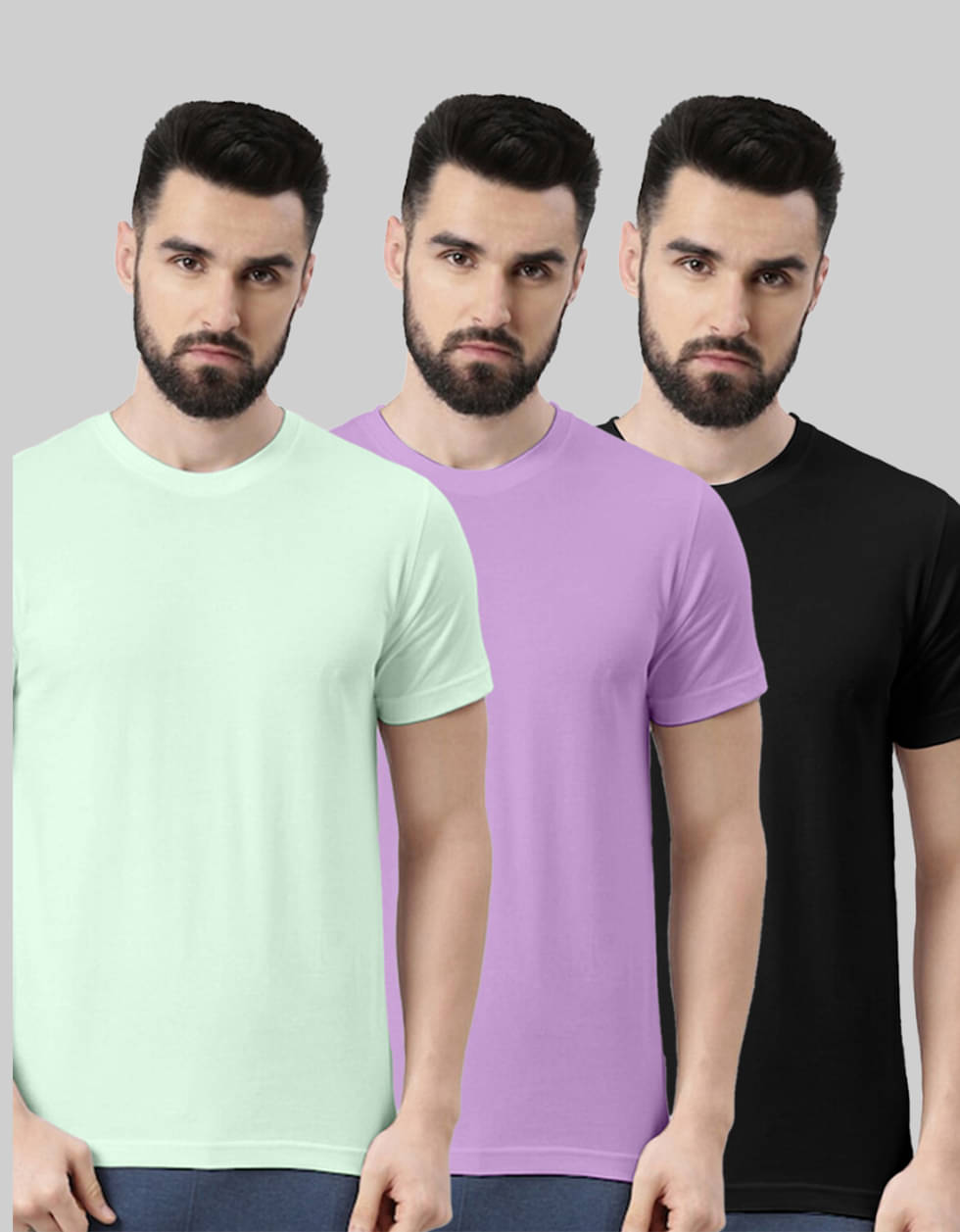 Veirdo Pack of 3 100% Cotton Regular Fit Men's T-Shirt ( Light Green ) Veirdo Pack of 3 100% Cotton Regular Fit Men's T-Shirt ( Light Green )