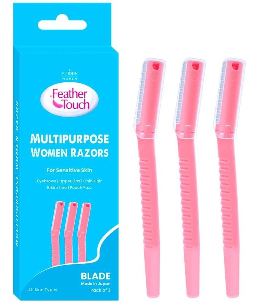 VI-JOHN Feather Touch Razor For Women Facial, Upper Lips , Eyebrow Shaper & Dermaplaning, Pack of 3 VI-JOHN Feather Touch Razor For Women Facial, Upper Lips , Eyebrow Shaper & Dermaplaning, Pack of 3