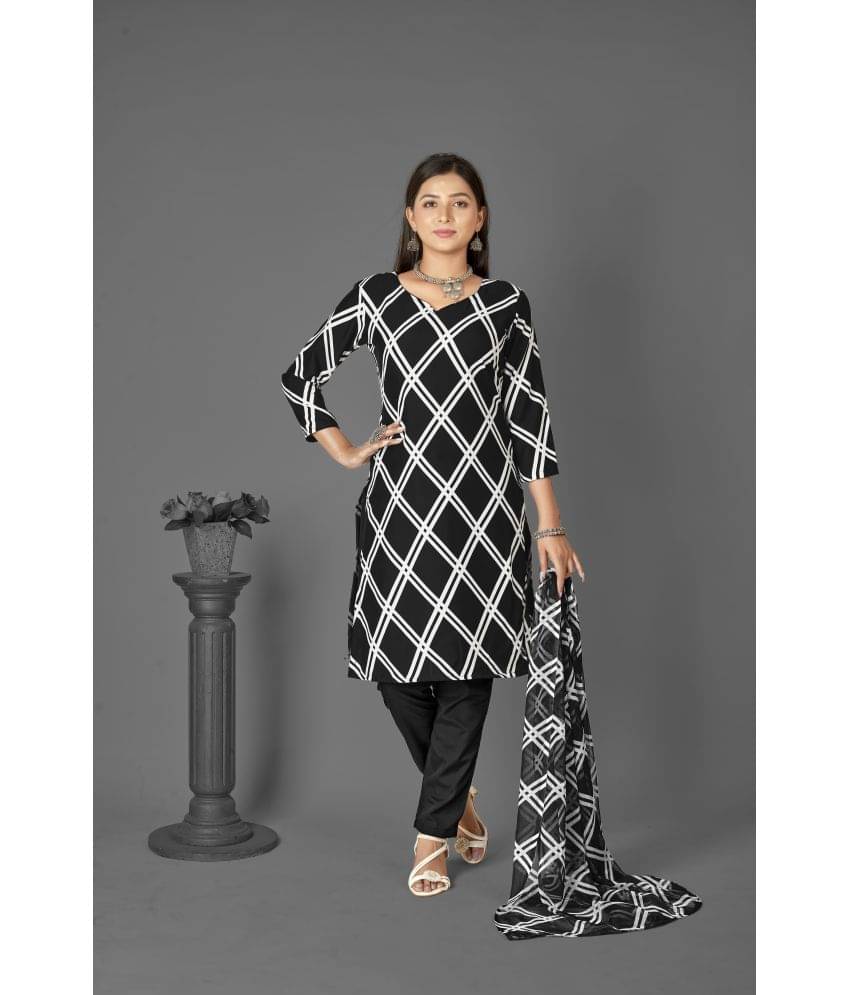     			Anand Unstitched Crepe Checks Dress Material - White ( Pack of 1 )