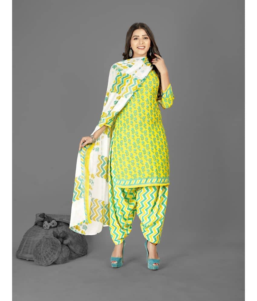 Anand Unstitched Crepe Colorblock Dress Material - Yellow ( Pack of 1 ) - Unstitched Fabrics | Buy online on ZillyBuy