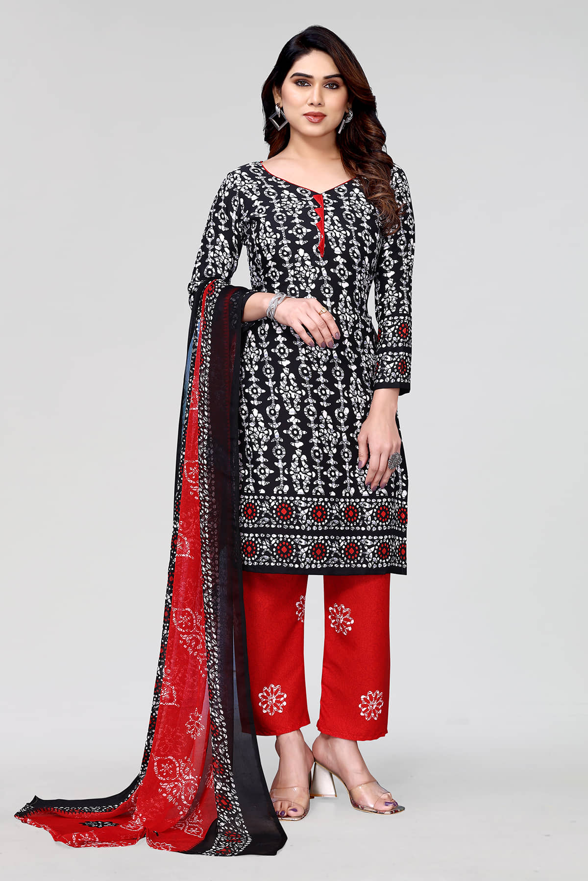 Anand Unstitched Crepe Printed Dress Material - Black ( Pack of 1 ) - Unstitched Fabrics | Buy online on ZillyBuy