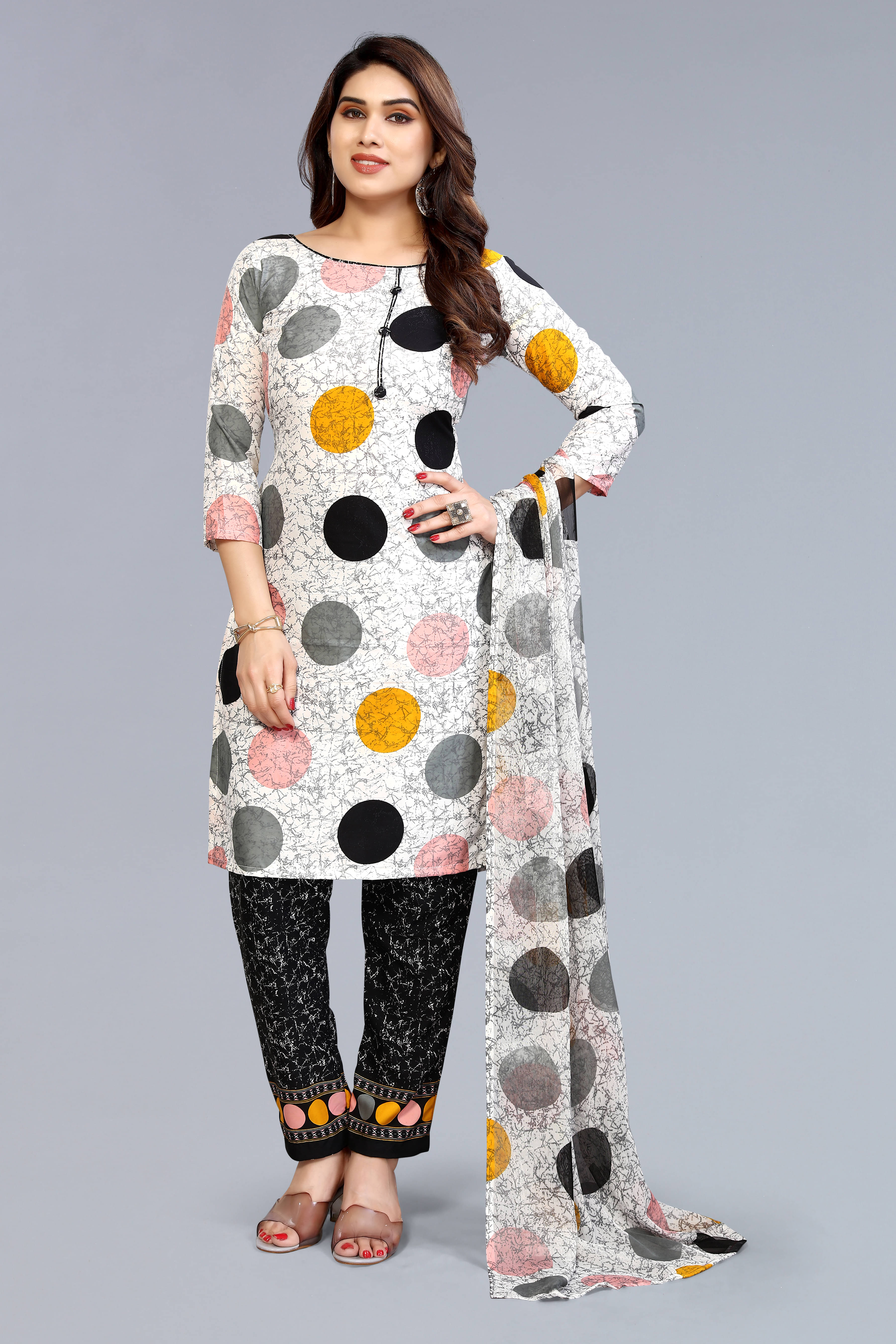 Anand Unstitched Crepe Printed Dress Material - White ( Pack of 1 ) Anand Unstitched Crepe Printed Dress Material - White ( Pack of 1 )