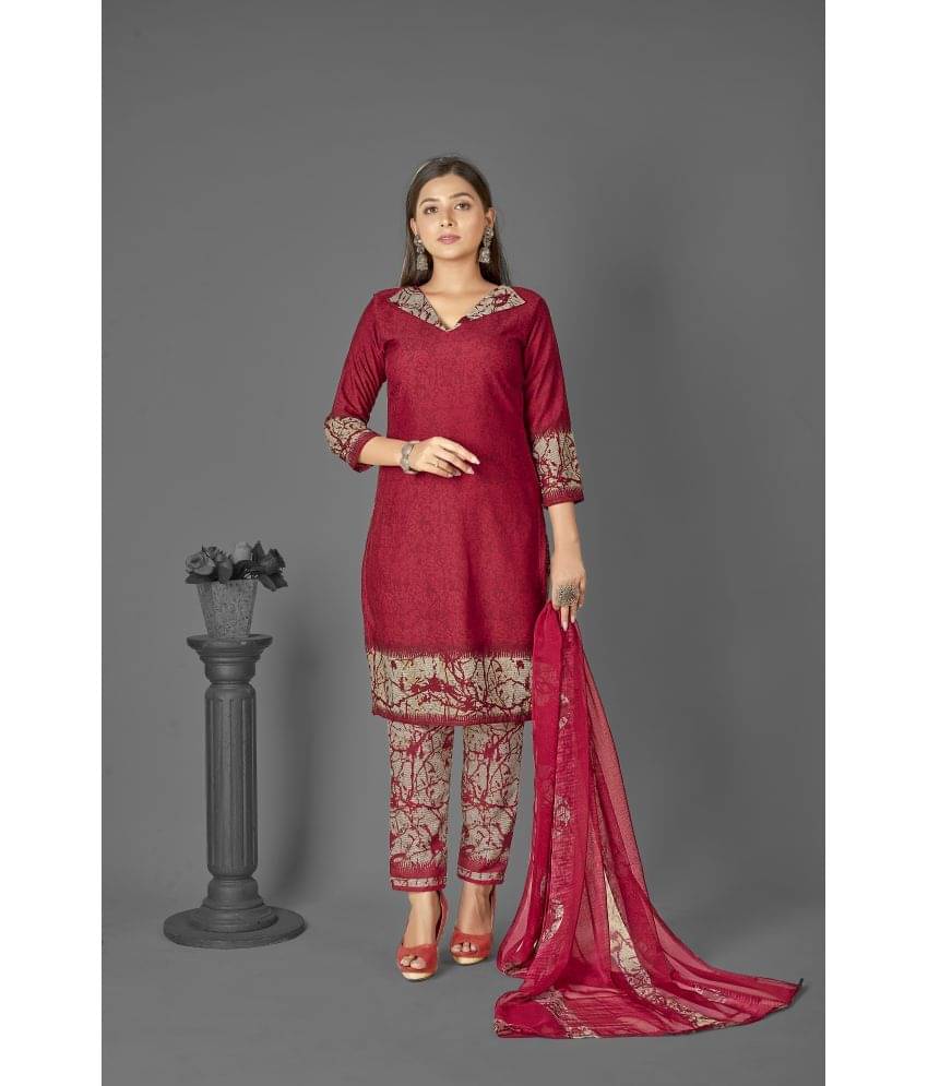     			Anand Unstitched Crepe Printed Dress Material - Red ( Pack of 1 )