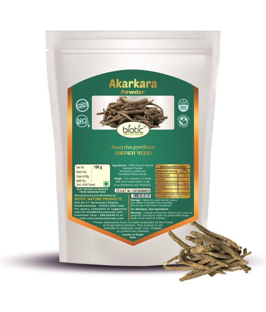 Biotic Akarkara Roots Powder - Pellitory Root Powder 100 gm     			Biotic Akarkara Roots Powder - Pellitory Root Powder 100 gm