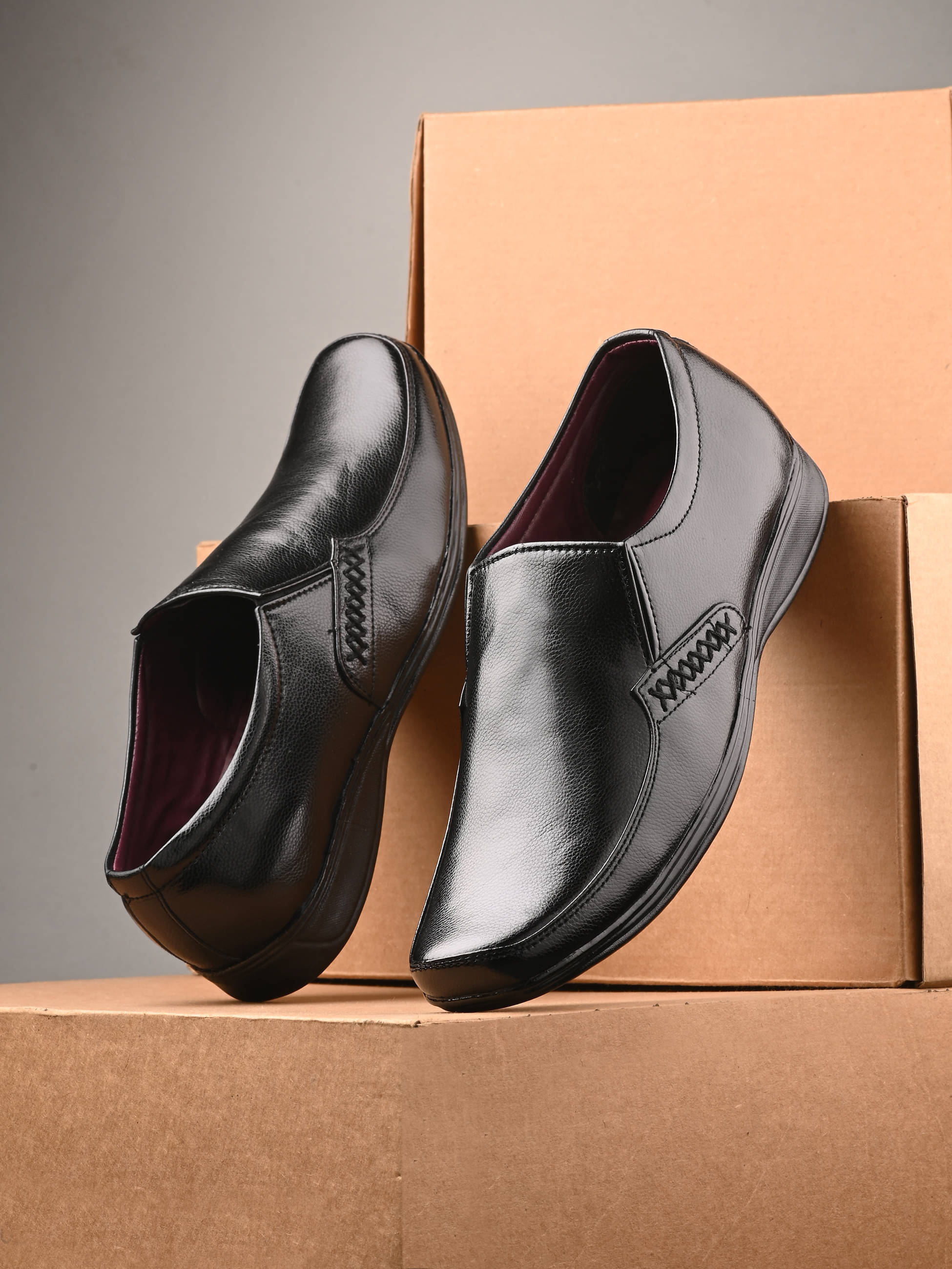 Bucik Black Men's Slip On Formal Shoes     			Bucik Black Men's Slip On Formal Shoes