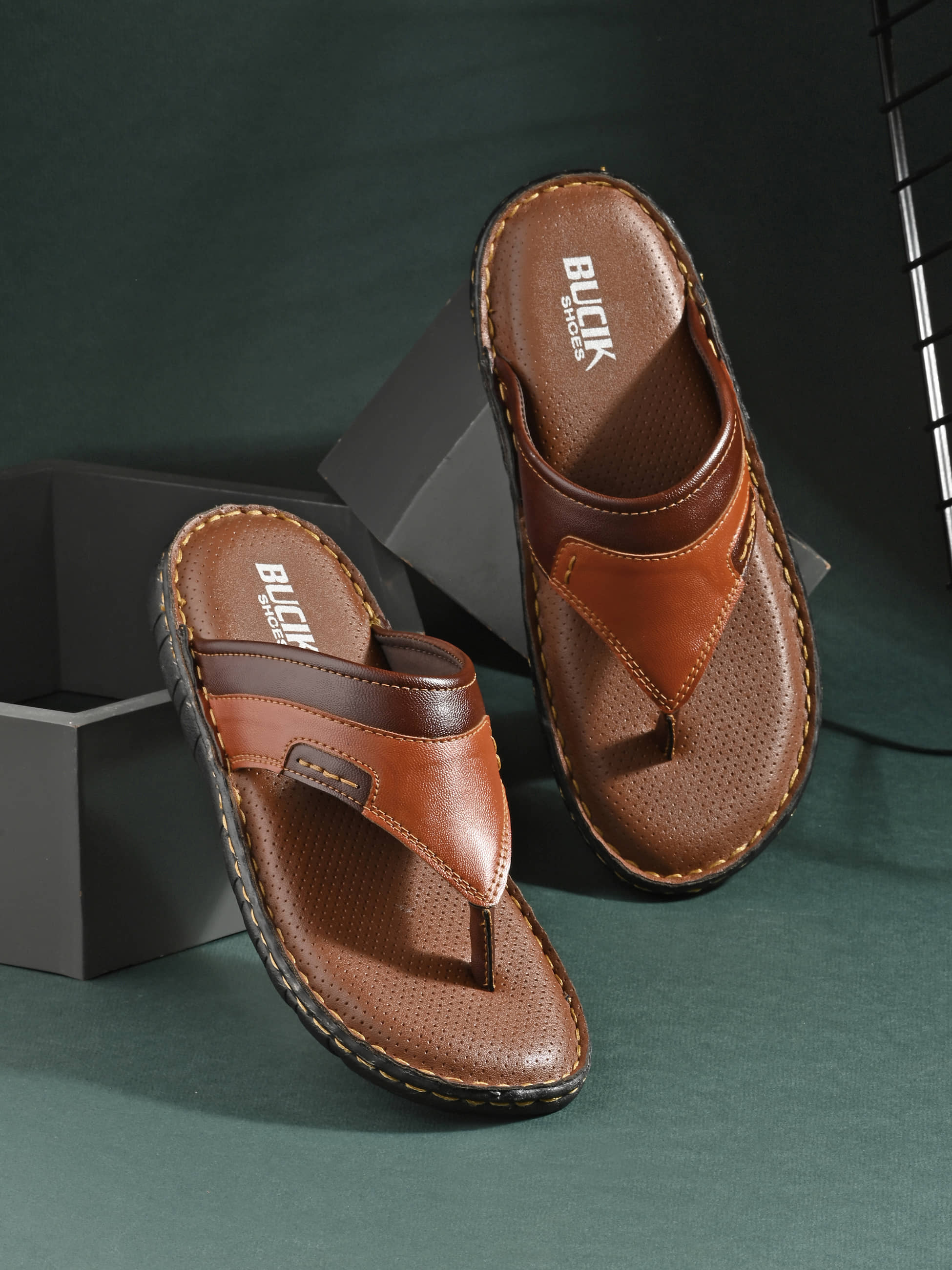 Bucik Tan Men's Thong Flip Flop