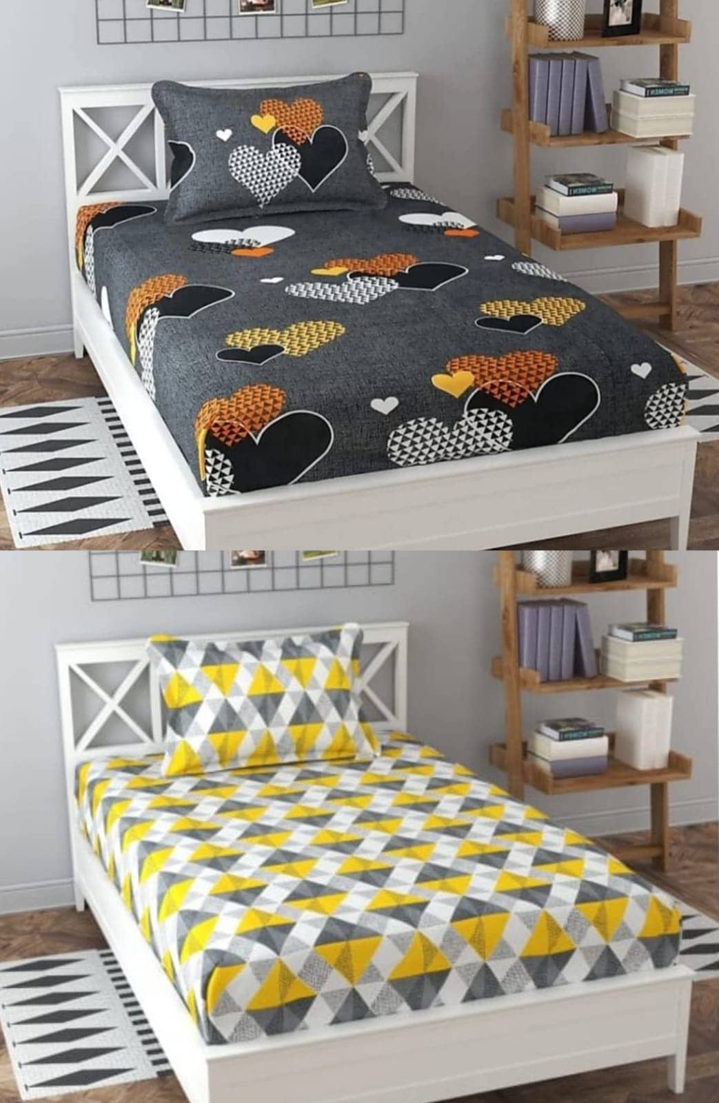 Decent Home Poly Cotton 2 Single Bedsheet with 2 Pillow Covers ( Yellow )