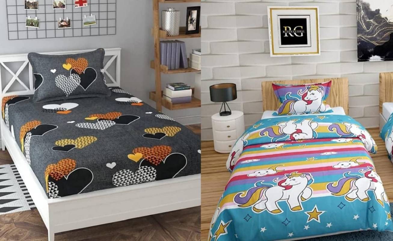     			Decent Home Poly Cotton 2 Single Bedsheet with 2 Pillow Covers ( Sky Blue )