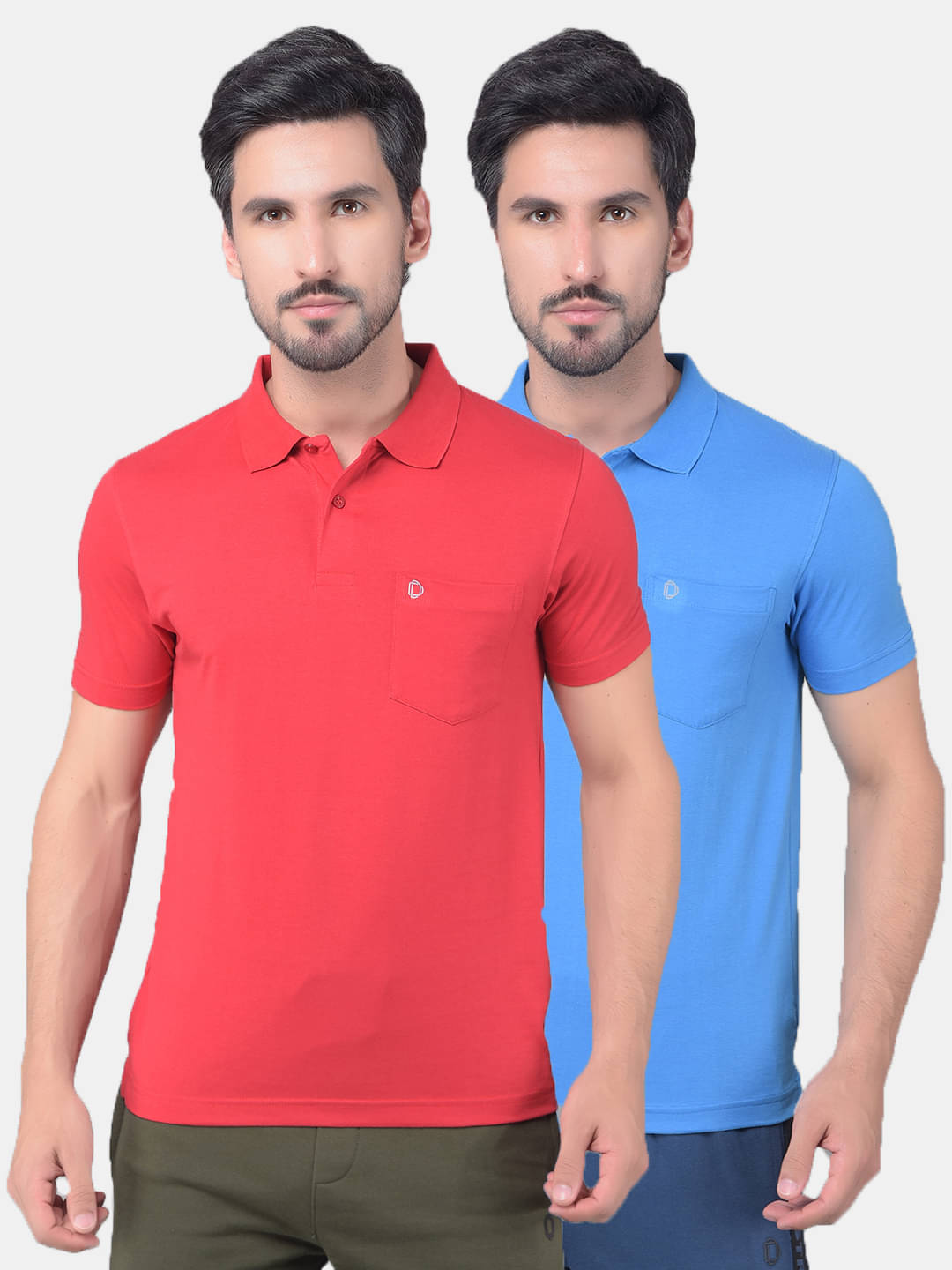     			Dollar Cotton Blend Regular Fit Solid Half Sleeves Men's Polo T Shirt - Multicolor ( Pack of 2 )