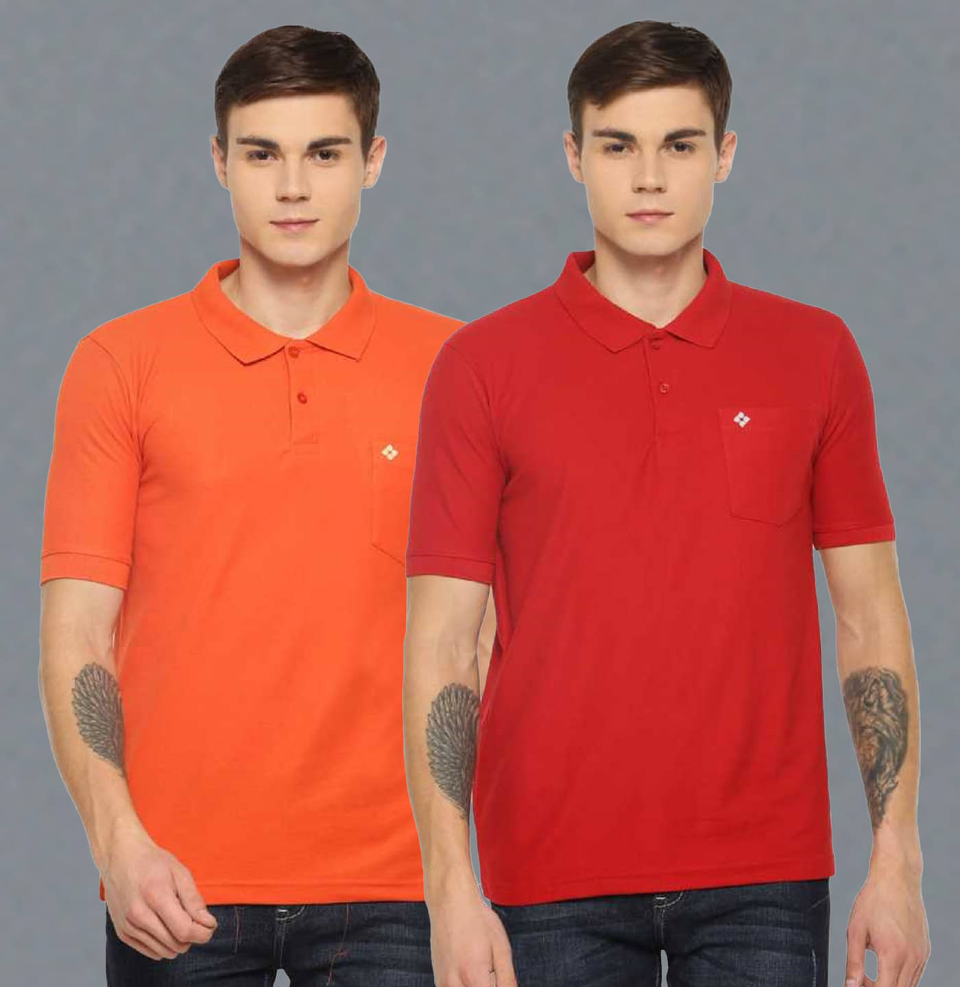     			Dollar Cotton Blend Regular Fit Solid Half Sleeves Men's Polo T Shirt - Multicolor ( Pack of 2 )
