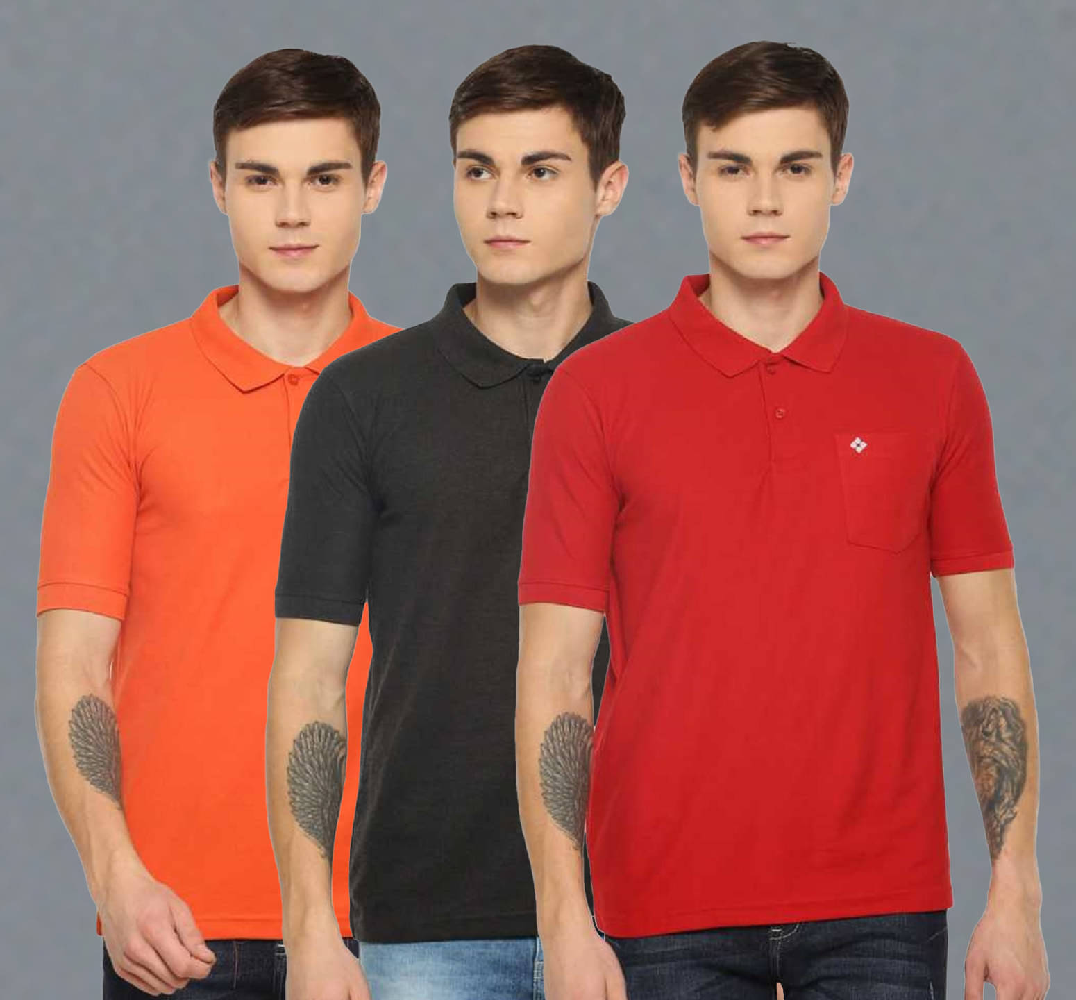     			Dollar Cotton Blend Regular Fit Solid Half Sleeves Men's Polo T Shirt - Multicolor ( Pack of 3 )