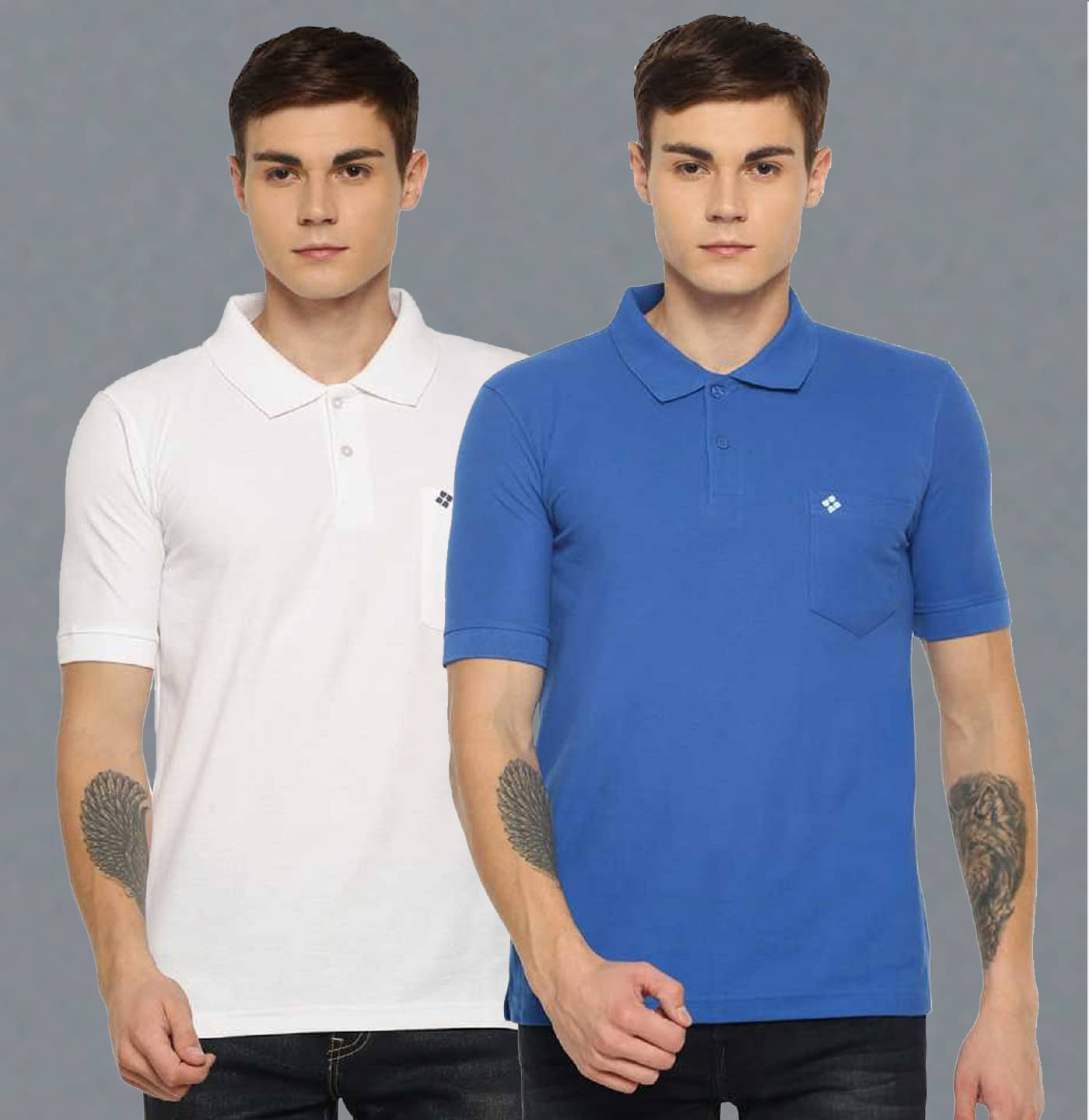 Dollar Cotton Blend Regular Fit Solid Half Sleeves Men's Polo T Shirt - Multicolor ( Pack of 2 )     			Dollar Cotton Blend Regular Fit Solid Half Sleeves Men's Polo T Shirt - Multicolor ( Pack of 2 )