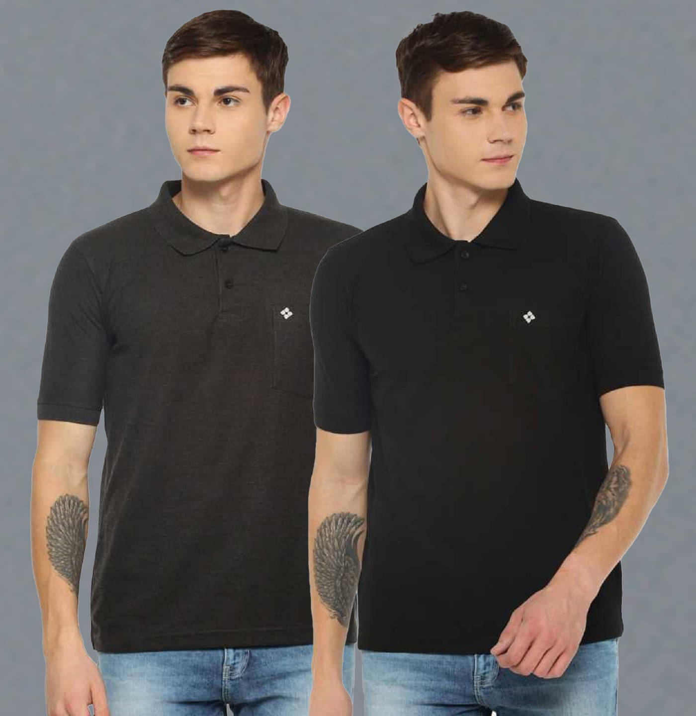     			Dollar Cotton Blend Regular Fit Solid Half Sleeves Men's Polo T Shirt - Multicolor ( Pack of 2 )