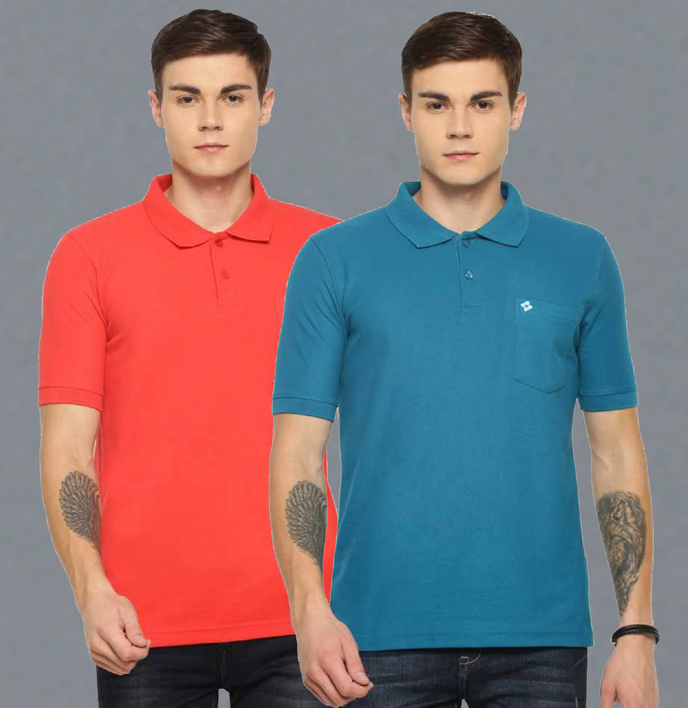     			Dollar Cotton Blend Regular Fit Solid Half Sleeves Men's Polo T Shirt - Multicolor ( Pack of 2 )