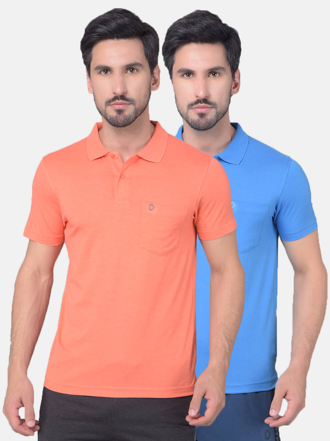     			Dollar Cotton Blend Regular Fit Solid Half Sleeves Men's Polo T Shirt - Multicolor ( Pack of 2 )