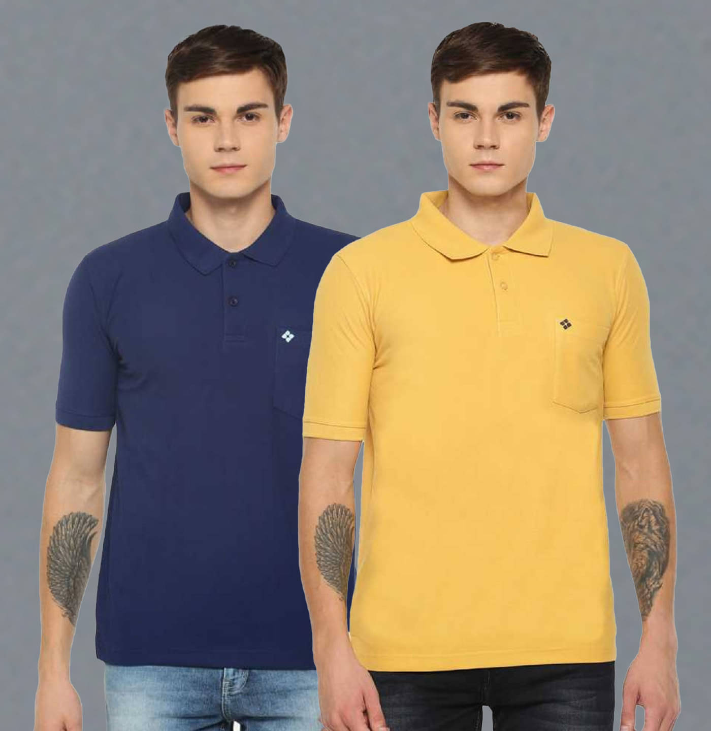     			Dollar Cotton Blend Regular Fit Solid Half Sleeves Men's Polo T Shirt - Multicolor ( Pack of 2 )