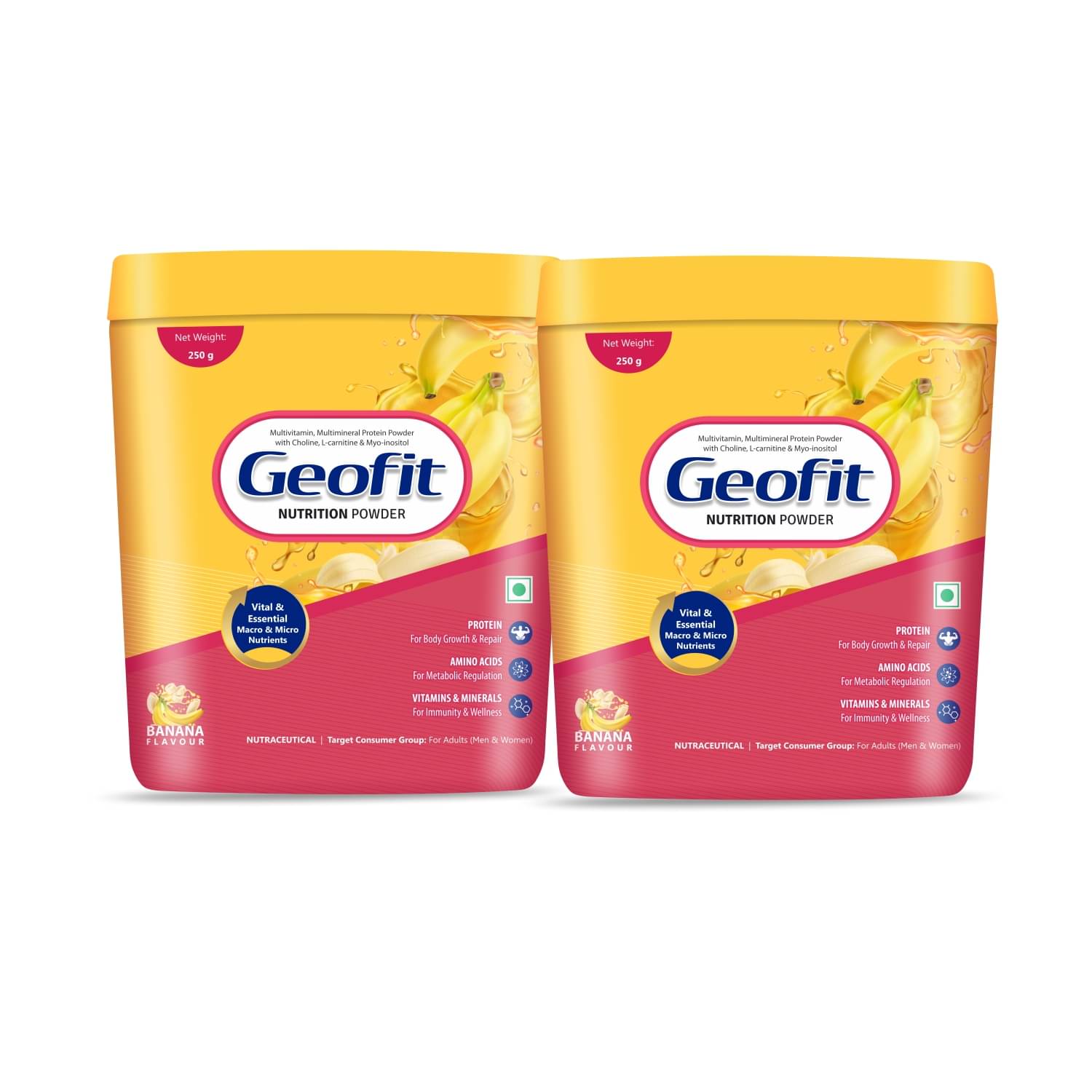     			GEOFIT Banana Protein Powder High Nutrition for Strength & Immunity - 250g (Pack of 2)