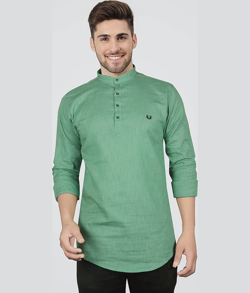JB JUST BLACK Green Linen Men's Shirt Style Kurta ( Pack of 1 ) - Kurtas & Kurta Sets | Buy online on ZillyBuy