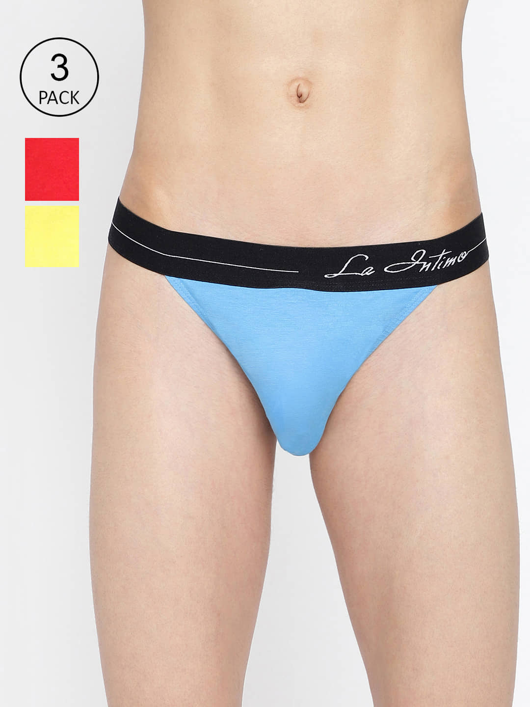 La Intimo Pack of 3 Cotton Thongs For Men's ( Multicolor )