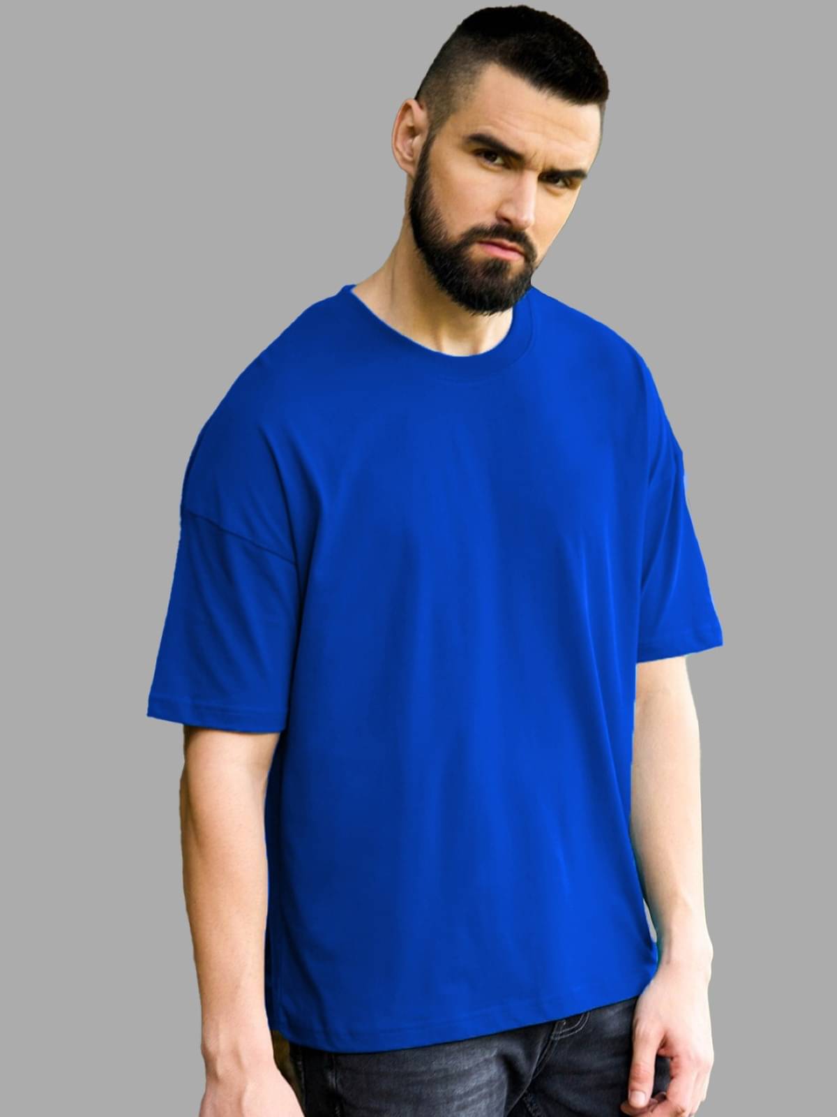 Leotude Pack of 1 Cotton Blend Oversized Fit Men's T-Shirt ( Blue ) Leotude Pack of 1 Cotton Blend Oversized Fit Men's T-Shirt ( Blue )