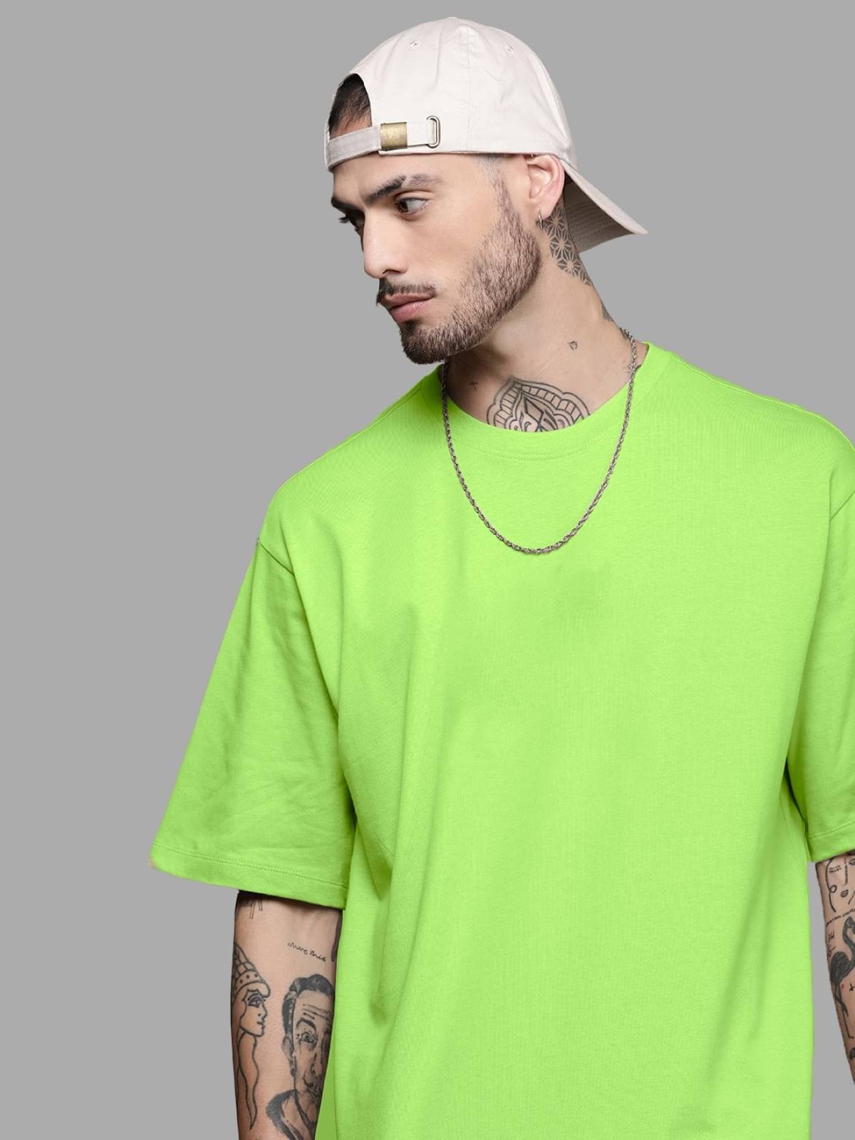 Leotude Pack of 1 Cotton Blend Oversized Fit Men's T-Shirt ( Green ) Leotude Pack of 1 Cotton Blend Oversized Fit Men's T-Shirt ( Green )