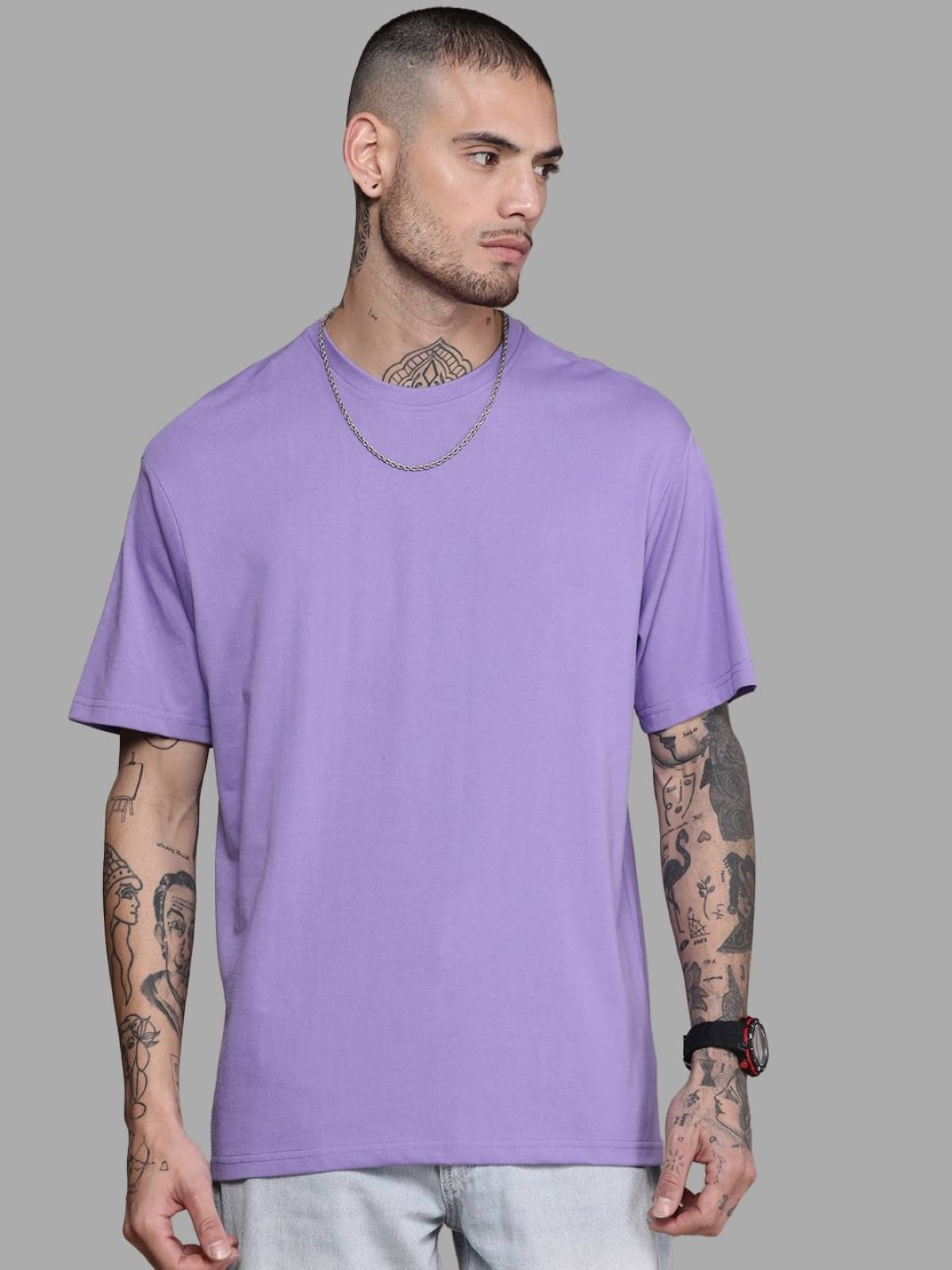     			Leotude Pack of 1 Cotton Blend Oversized Fit Men's T-Shirt ( Purple )