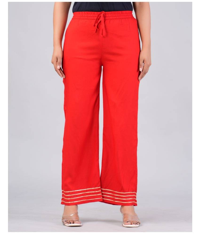 MAUKA - Red Rayon Women's Palazzo ( Pack of 1 ) MAUKA - Red Rayon Women's Palazzo ( Pack of 1 )