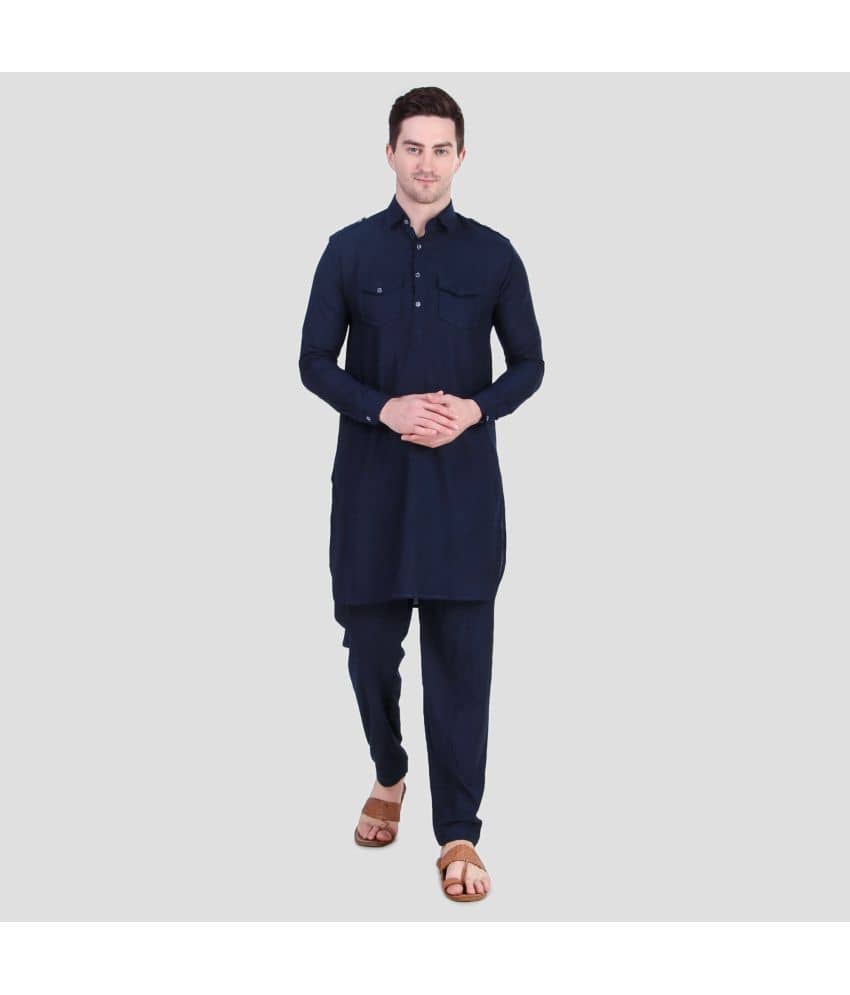 Preen Green Cotton Blend Regular Fit Men's Pathani Suit ( Pack of 1 ) - Kurtas & Kurta Sets | Buy online on ZillyBuy