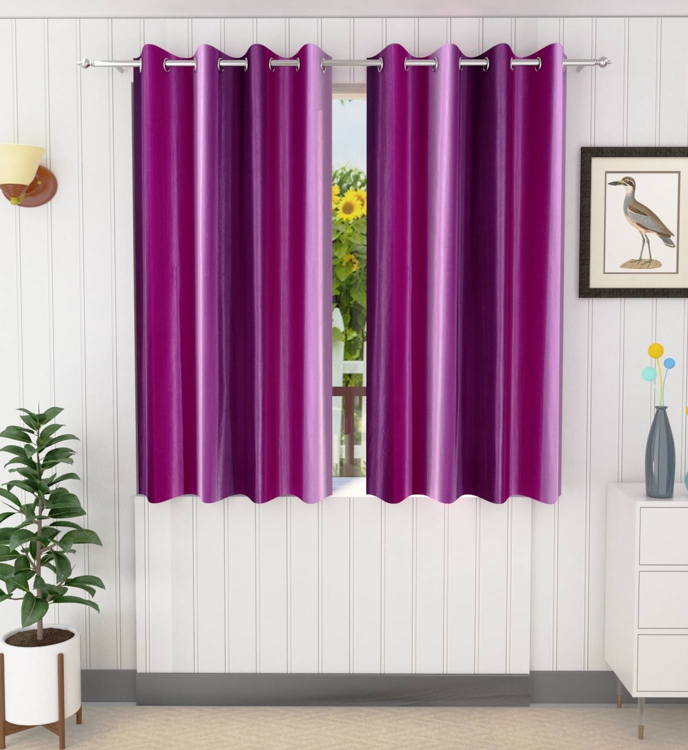 Stella Creations Abstract Printed Room Darkening Eyelet Curtain 5 ft ( Pack of 2 ) - Purple Stella Creations Abstract Printed Room Darkening Eyelet Curtain 5 ft ( Pack of 2 ) - Purple