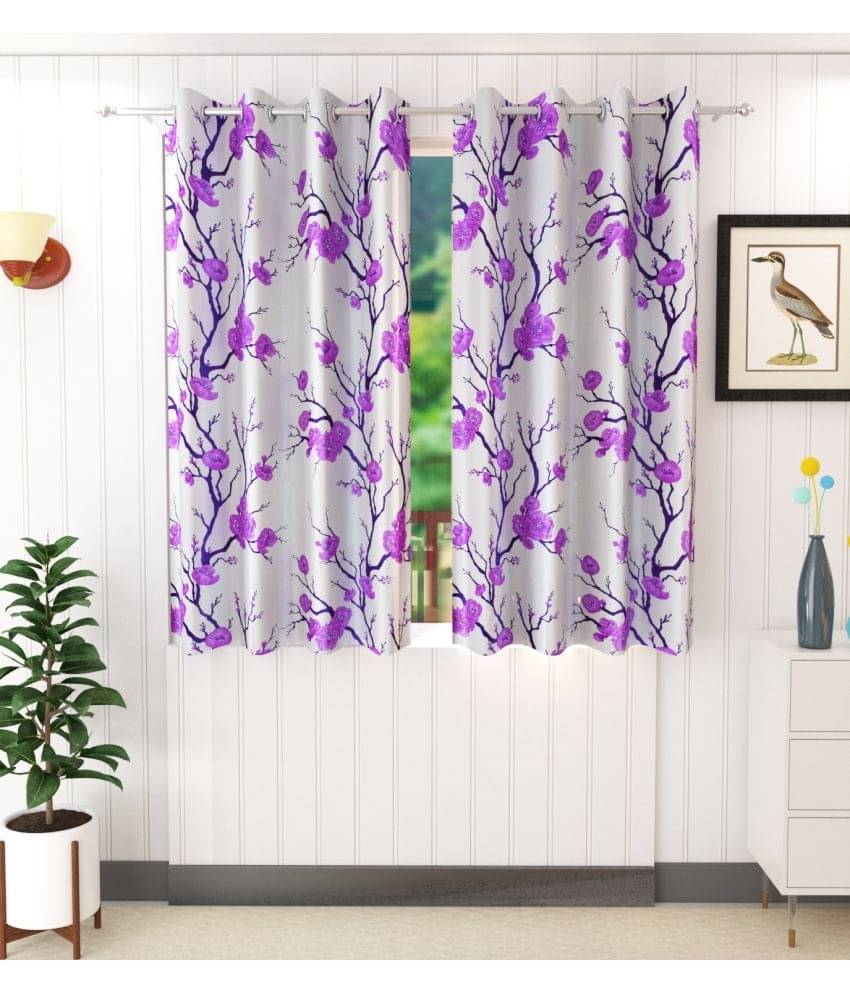 Stella Creations Abstract Printed Room Darkening Eyelet Curtain 5 ft ( Pack of 2 ) - Purple Stella Creations Abstract Printed Room Darkening Eyelet Curtain 5 ft ( Pack of 2 ) - Purple