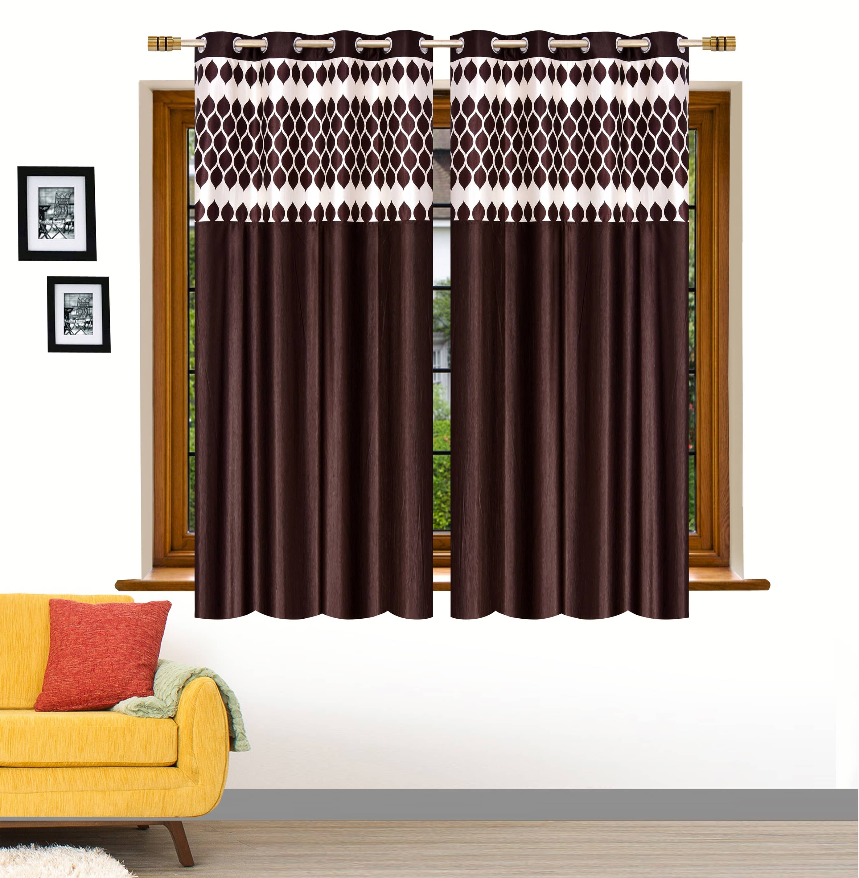 Stella Creations Solid Room Darkening Eyelet Curtain 5 ft ( Pack of 2 ) - Brown