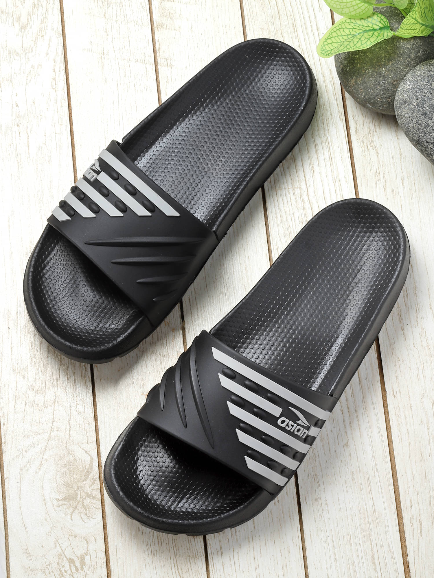     			ASIAN Black Men's Slide Flip Flop