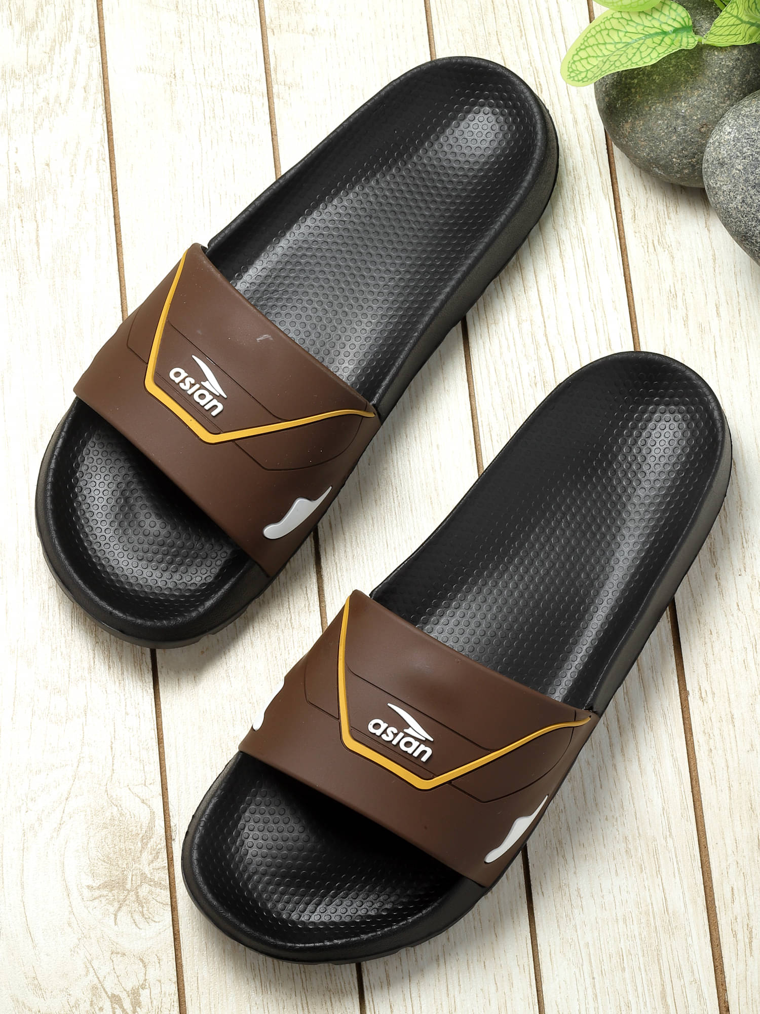     			ASIAN Brown Men's Slide Flip Flop