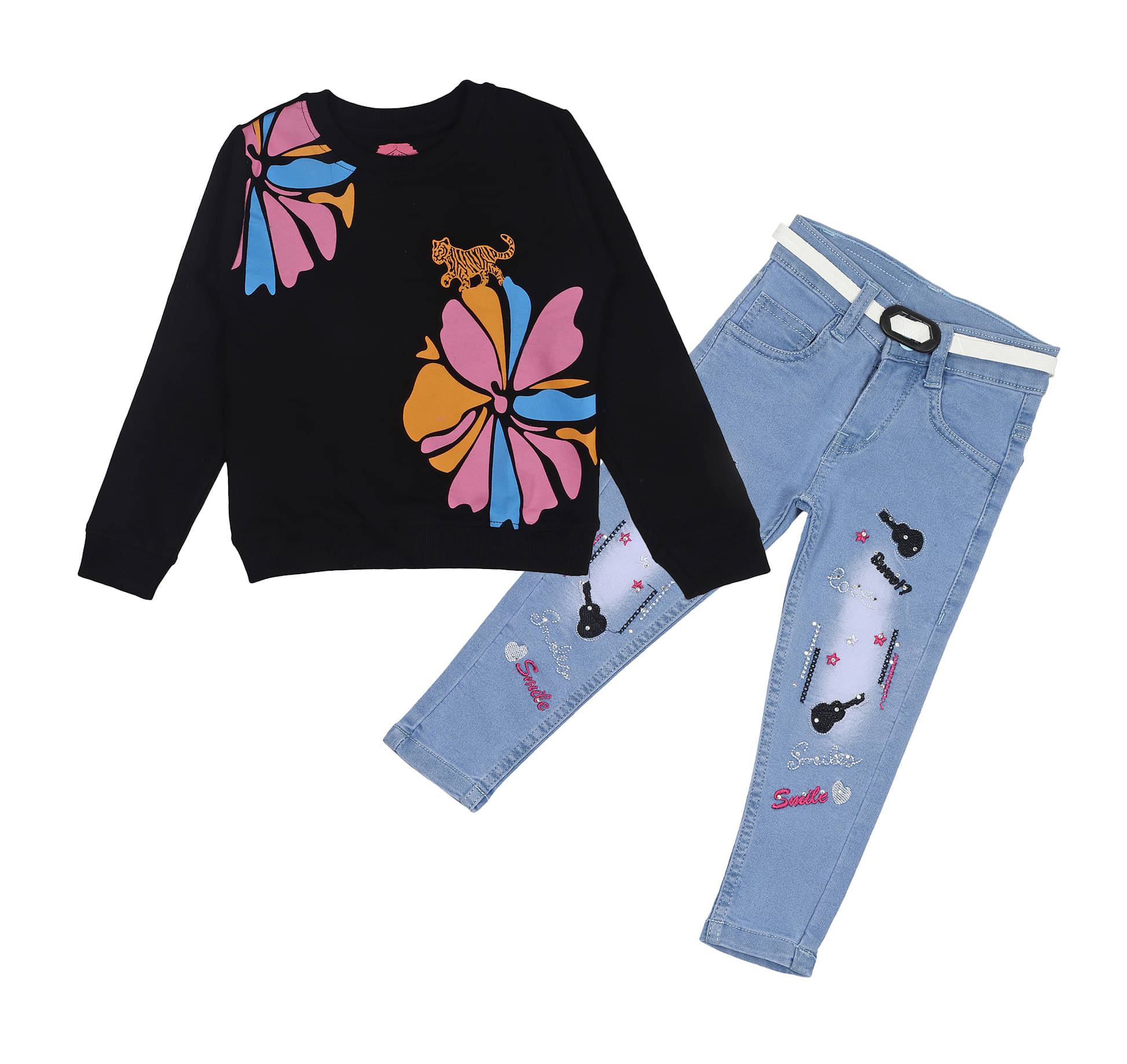     			Arshia Fashions Pack of 1 Girls Denim Sweatshirt With Jeans ( Black )